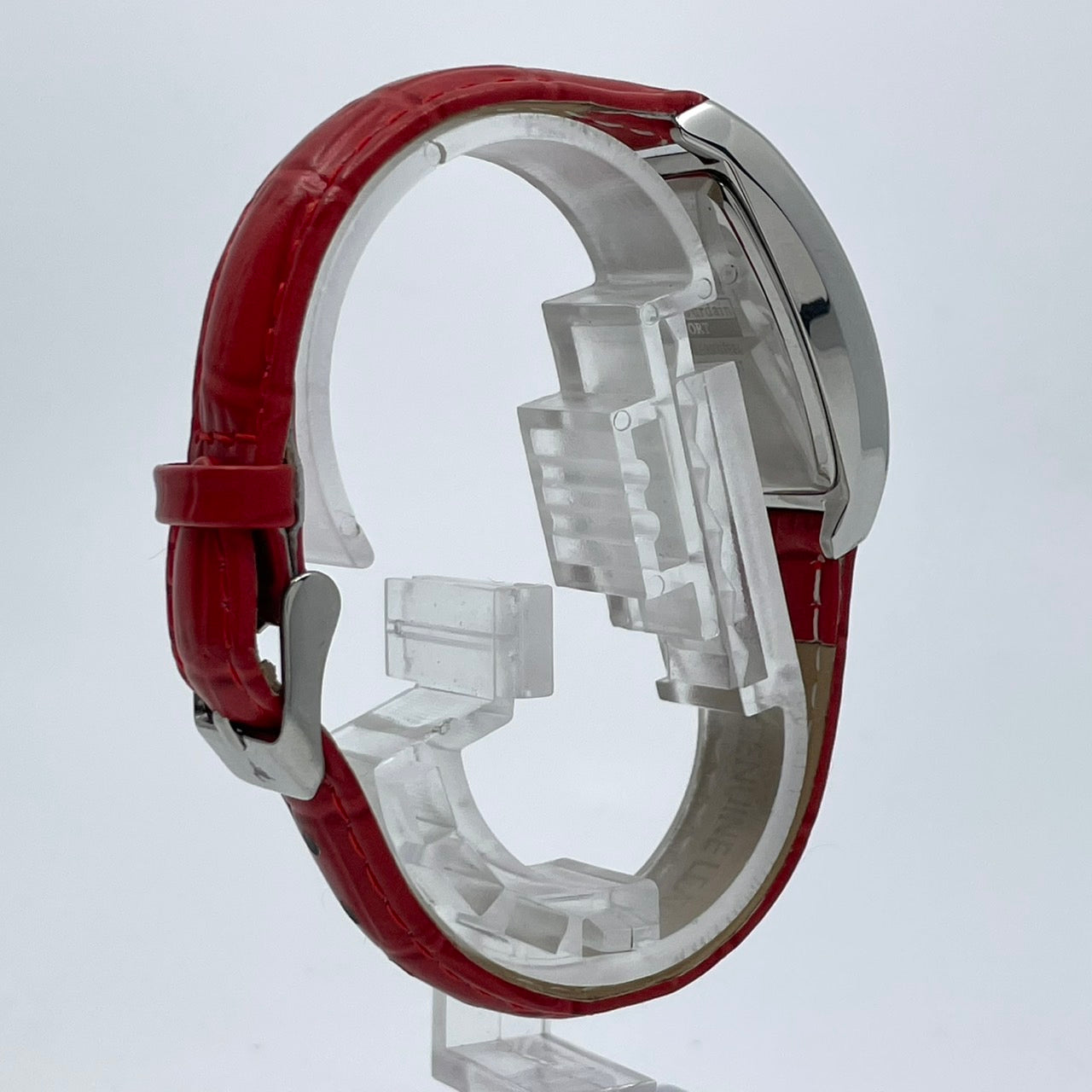 【電池交換済／稼働品】michel Jurdain SPORT ミッシェルジョルダン レディース 腕時計 ダイヤモンド SL-1000 トノー型 カラフルインデックス ポップデザイン レッドレザーベルト クオーツ アナログ エレガント 個性的 箱付き G