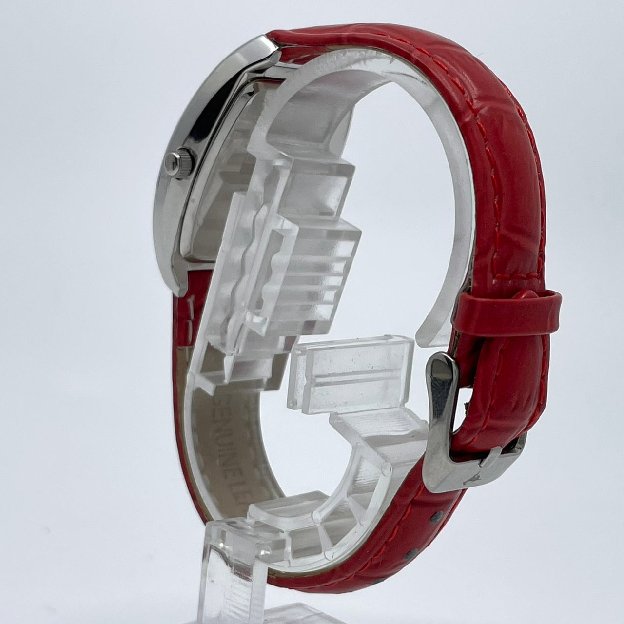 【電池交換済／稼働品】michel Jurdain SPORT ミッシェルジョルダン レディース 腕時計 ダイヤモンド SL-1000 トノー型 カラフルインデックス ポップデザイン レッドレザーベルト クオーツ アナログ エレガント 個性的 箱付き G