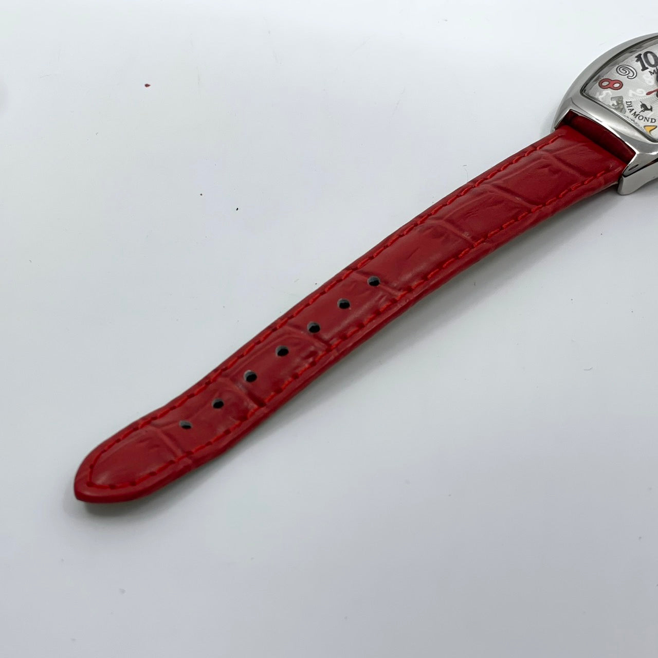 【電池交換済／稼働品】michel Jurdain SPORT ミッシェルジョルダン レディース 腕時計 ダイヤモンド SL-1000 トノー型 カラフルインデックス ポップデザイン レッドレザーベルト クオーツ アナログ エレガント 個性的 箱付き G