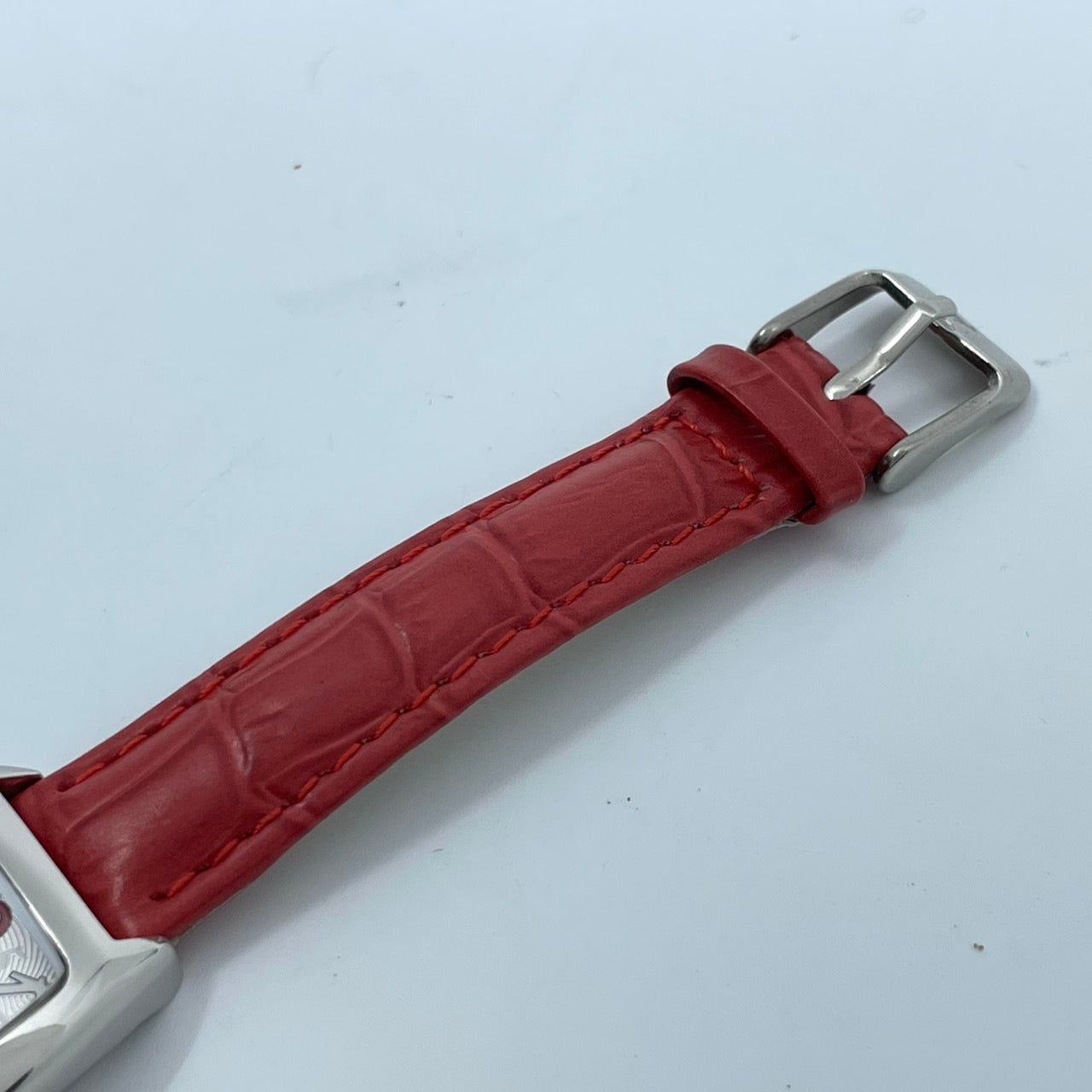 【電池交換済／稼働品】michel Jurdain SPORT ミッシェルジョルダン レディース 腕時計 ダイヤモンド SL-1000 トノー型 カラフルインデックス ポップデザイン レッドレザーベルト クオーツ アナログ エレガント 個性的 箱付き G