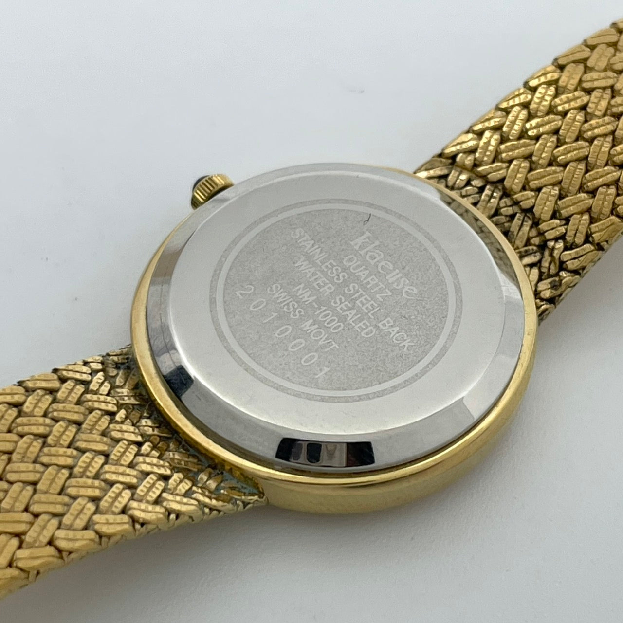 【電池交換済】Klaeuse クラウゼ レディース 腕時計 NM-1000 ゴールド メッシュベルト ドレスウォッチ エレガント ゴージャス 宝石インデックス ビンテージ クラシック スイス製ムーブメント クオーツ 箱付 G4