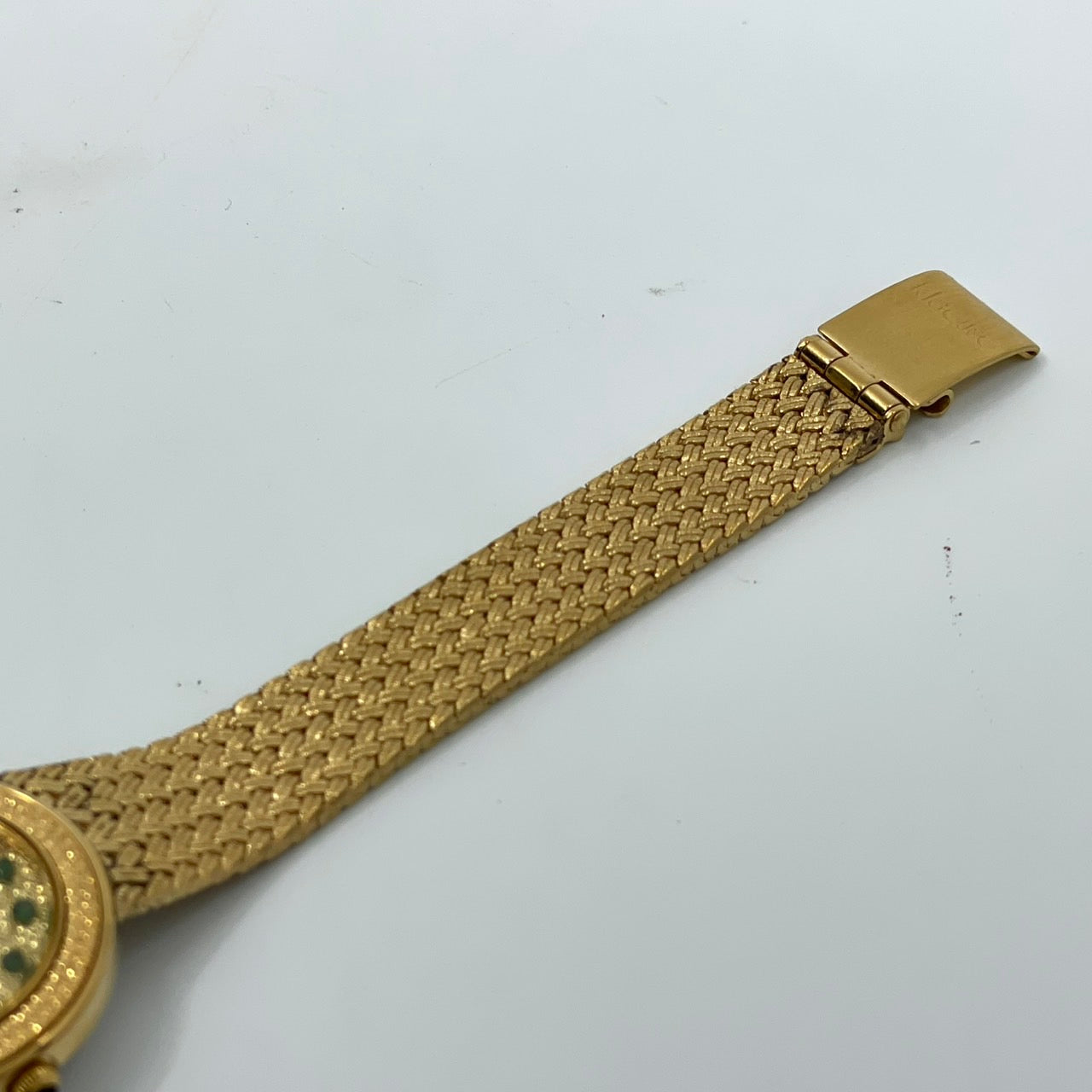 【電池交換済】Klaeuse クラウゼ レディース 腕時計 NM-1000 ゴールド メッシュベルト ドレスウォッチ エレガント ゴージャス 宝石インデックス ビンテージ クラシック スイス製ムーブメント クオーツ 箱付 G4