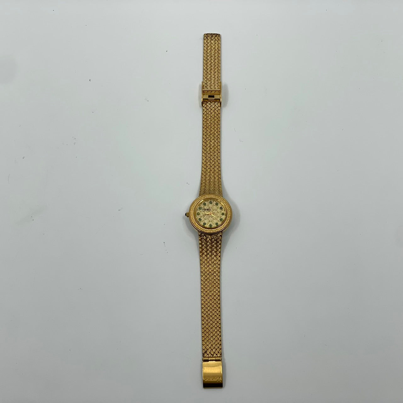 【電池交換済】Klaeuse クラウゼ レディース 腕時計 NM-1000 ゴールド メッシュベルト ドレスウォッチ エレガント ゴージャス 宝石インデックス ビンテージ クラシック スイス製ムーブメント クオーツ 箱付 G4