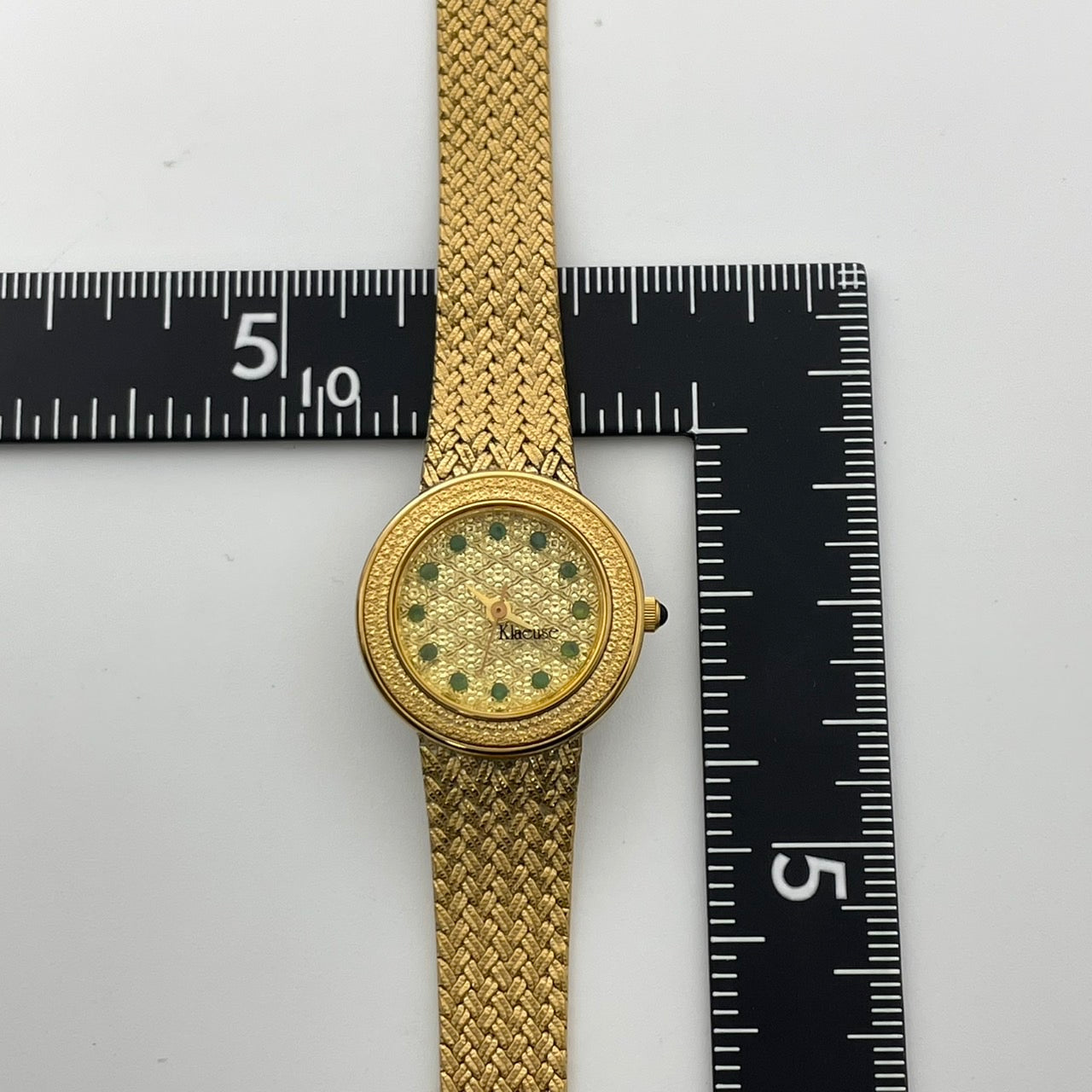 【電池交換済】Klaeuse クラウゼ レディース 腕時計 NM-1000 ゴールド メッシュベルト ドレスウォッチ エレガント ゴージャス 宝石インデックス ビンテージ クラシック スイス製ムーブメント クオーツ 箱付 G4