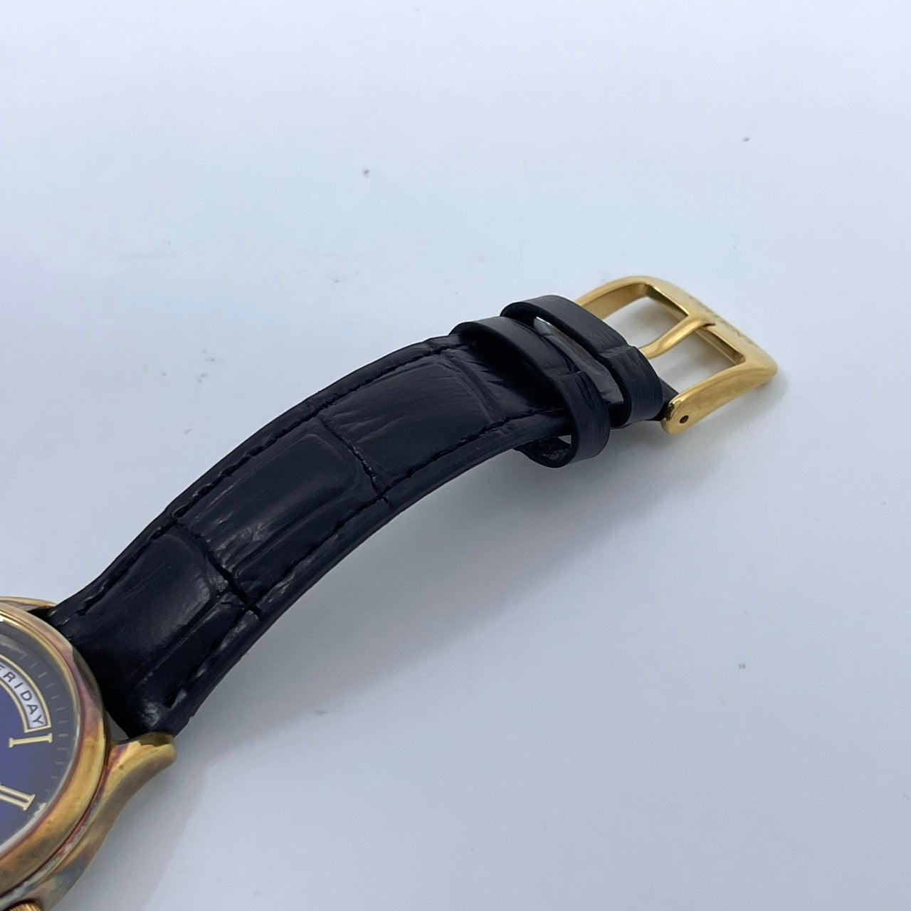 希少 稼働品 ORIENT オリエント メンズ 腕時計 自動巻き 21石 デイデイト ネイビー文字盤 ゴールド ローマンインデックス 裏スケ クラシック エレガント ドレスウォッチ ビジネス 高級感 クリーニング済み ヴィンテージ ベルト交換済 G