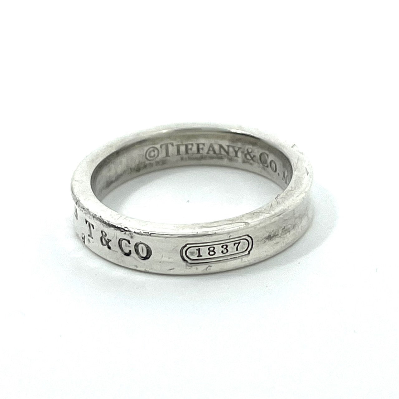 ティファニー TIFFANY&Co. 1837 シルバーリング Ag925 T&CO ロゴ刻印 シンプル ナローリング 11号 指輪 ユニセックス I1