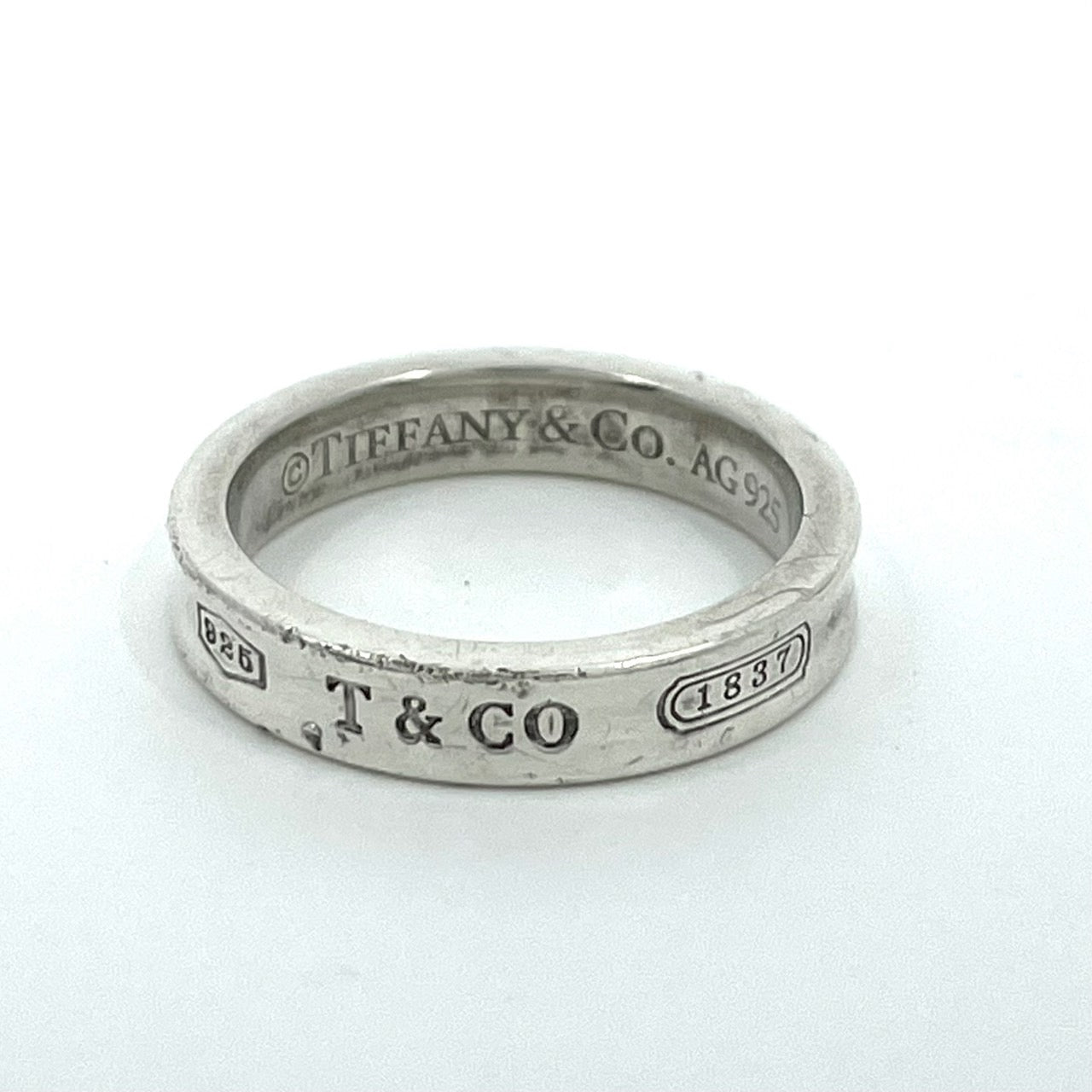 ティファニー TIFFANY&Co. 1837 シルバーリング Ag925 T&CO ロゴ刻印 シンプル ナローリング 11号 指輪 ユニセックス I1