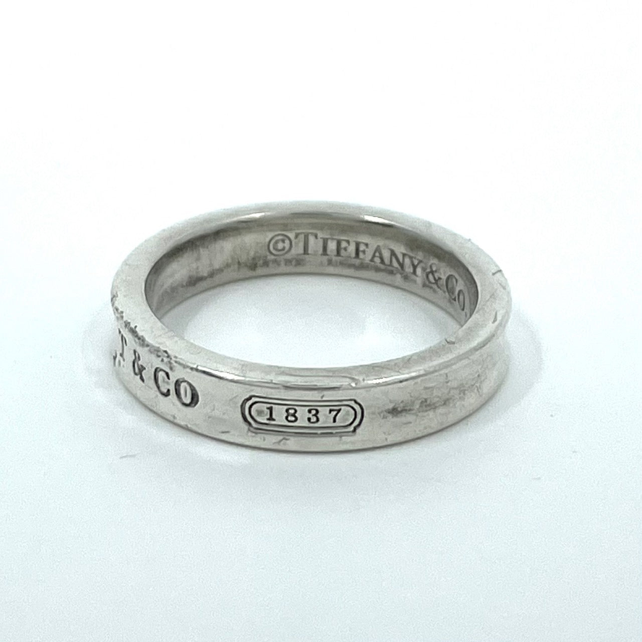 ティファニー TIFFANY&Co. 1837 シルバーリング Ag925 T&CO ロゴ刻印 シンプル ナローリング 11号 指輪 ユニセックス I1