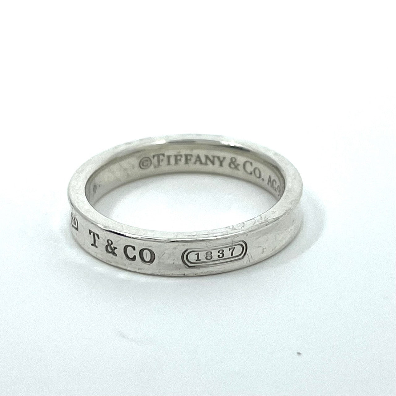 ティファニー TIFFANY&Co. 1837 シルバーリング ナローリング Ag925 指輪 15.5号 T&CO ロゴ刻印 シンプル レディース I1