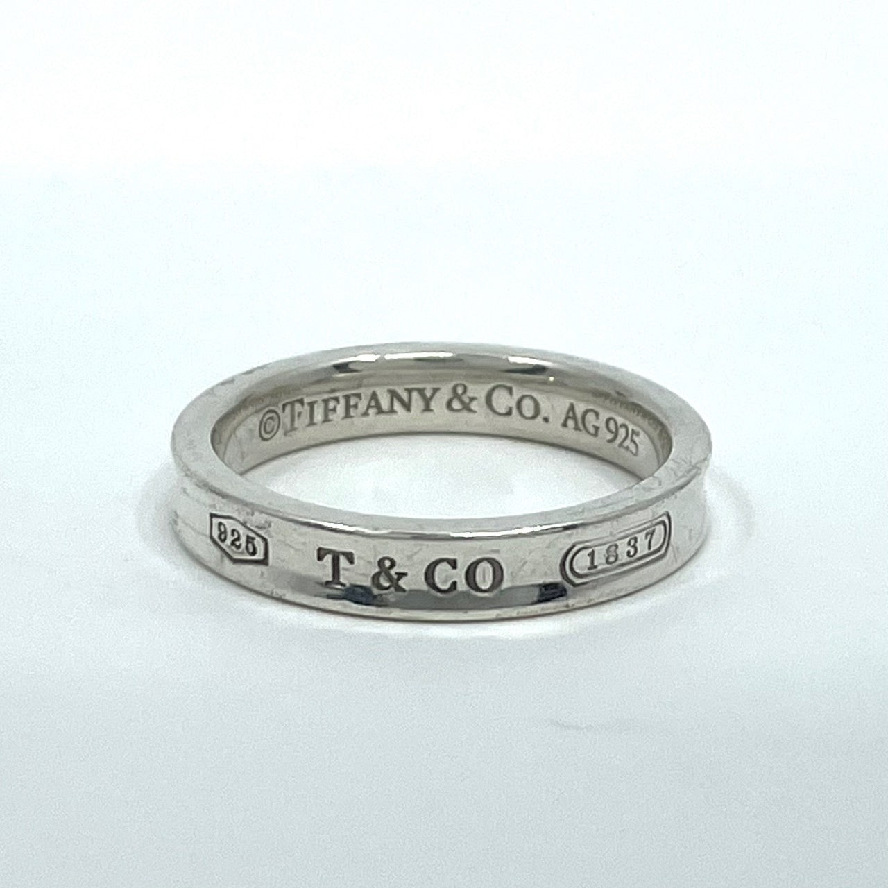 ティファニー TIFFANY&Co. 1837 シルバーリング ナローリング Ag925 指輪 15.5号 T&CO ロゴ刻印 シンプル レディース I1