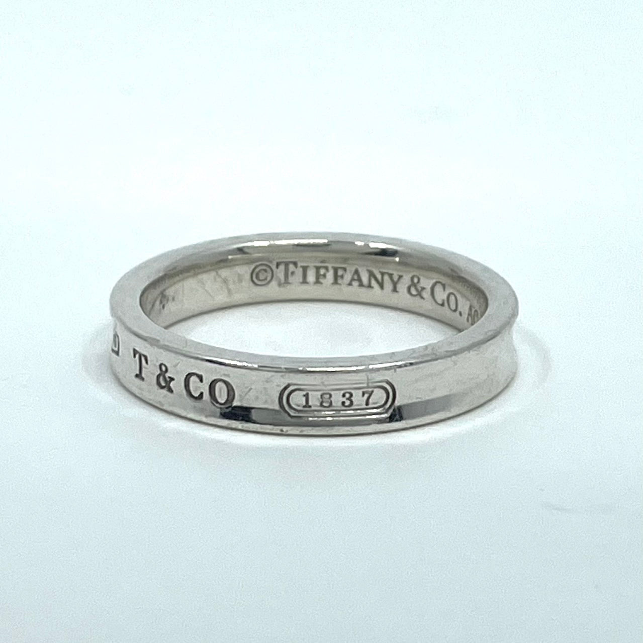 ティファニー TIFFANY&Co. 1837 シルバーリング ナローリング Ag925 指輪 15.5号 T&CO ロゴ刻印 シンプル レディース I1