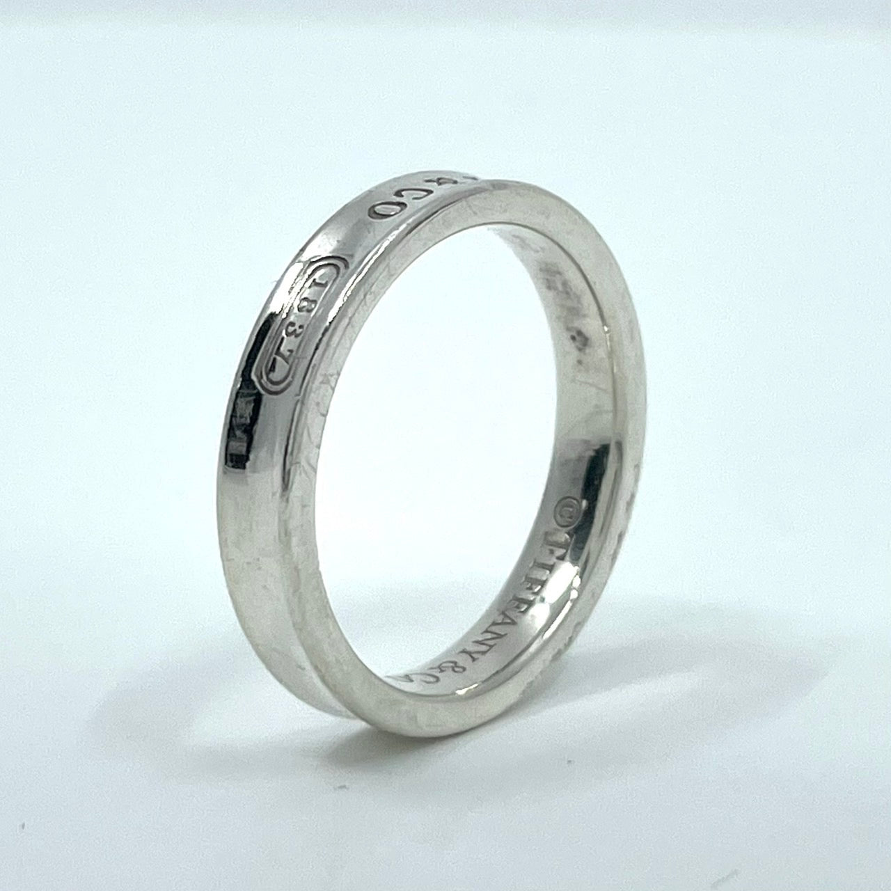 ティファニー TIFFANY&Co. 1837 シルバーリング ナローリング Ag925 指輪 15.5号 T&CO ロゴ刻印 シンプル レディース I1