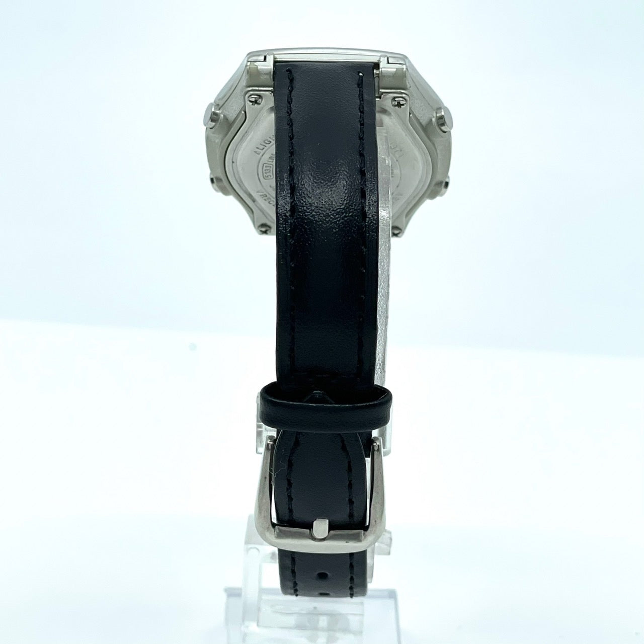 【新品ベルト（社外品）／稼働品】CASIO wave ceptor カシオ ウェーブセプター レディース 腕時計 LWA-M141 電波ソーラー アナデジ シルバー ブラックレザー ラウンド クラシック ビジネス カジュアル 多機能 クリーニング済み G6