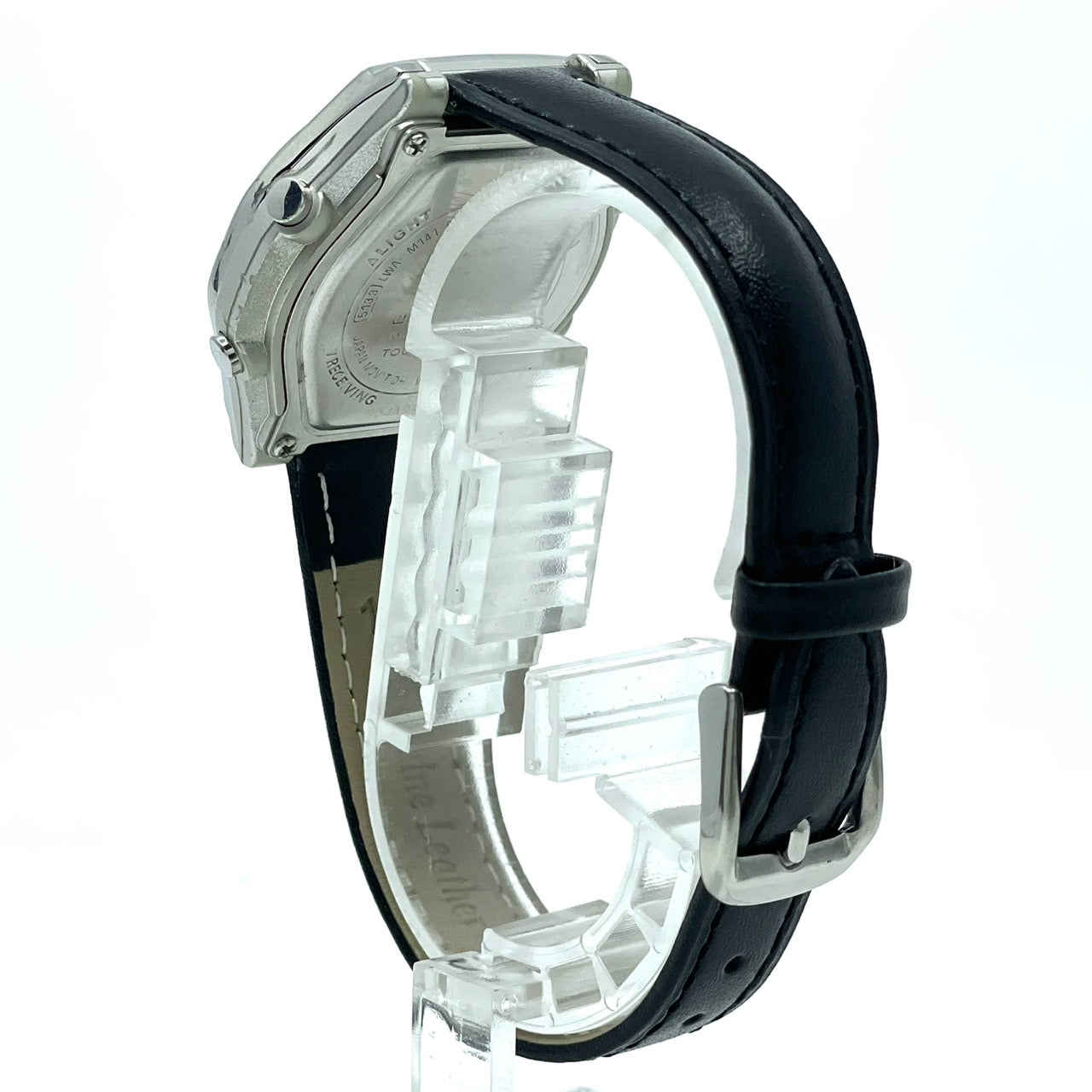 【新品ベルト（社外品）／稼働品】CASIO wave ceptor カシオ ウェーブセプター レディース 腕時計 LWA-M141 電波ソーラー アナデジ シルバー ブラックレザー ラウンド クラシック ビジネス カジュアル 多機能 クリーニング済み G6