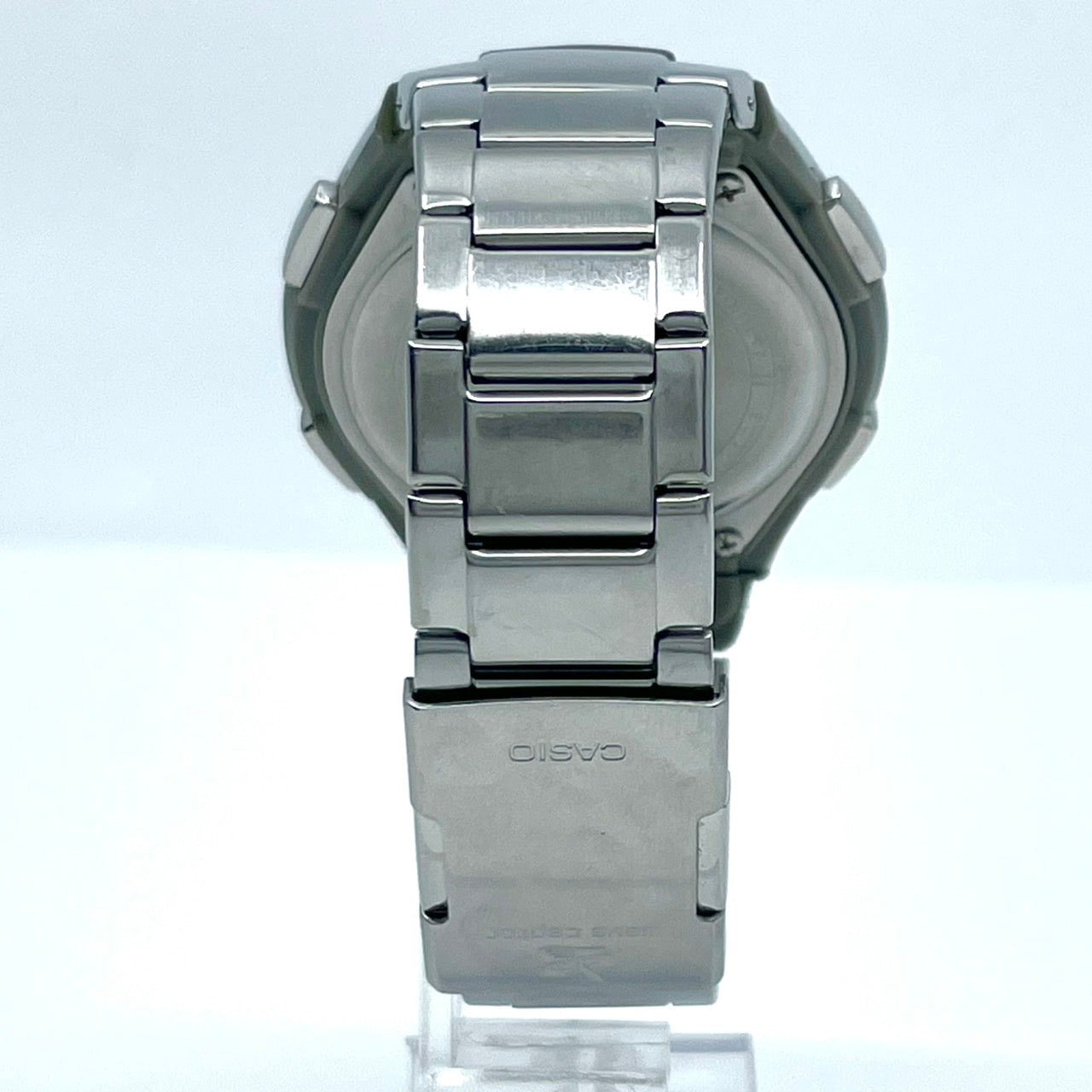 【稼働品】CASIO wave ceptor カシオ ウェーブセプター メンズ 腕時計 WVQ-M410 電波ソーラー クロノグラフ ネイビー シルバー 多機能 ワールドタイム MULTI BAND 6 ビジネス カジュアル アナログ クリーニング済 G6