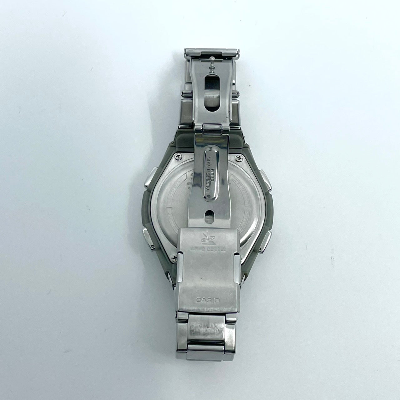 【稼働品】CASIO wave ceptor カシオ ウェーブセプター メンズ 腕時計 WVQ-M410 電波ソーラー クロノグラフ ネイビー シルバー 多機能 ワールドタイム MULTI BAND 6 ビジネス カジュアル アナログ クリーニング済 G6