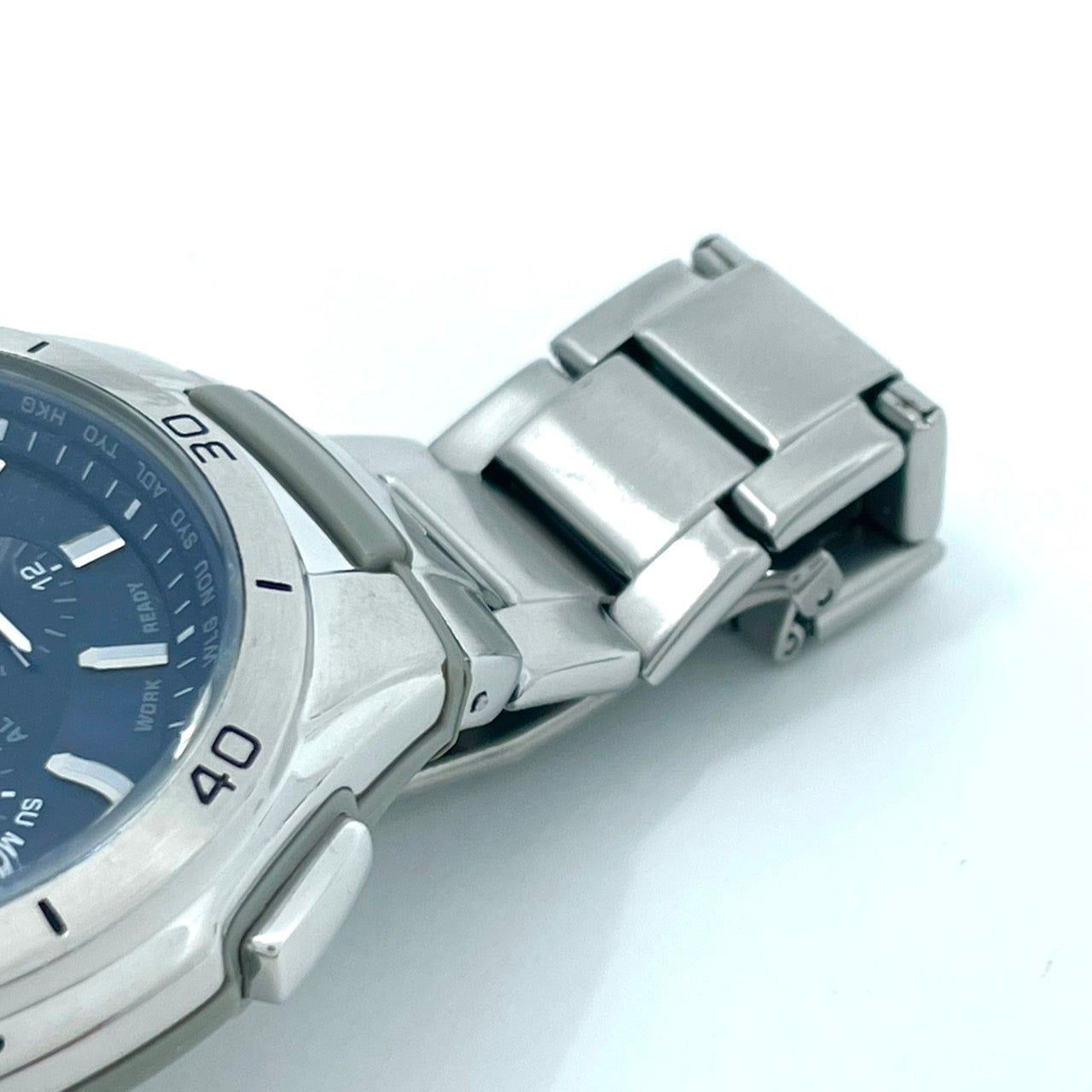 【稼働品】CASIO wave ceptor カシオ ウェーブセプター メンズ 腕時計 WVQ-M410 電波ソーラー クロノグラフ ネイビー シルバー 多機能 ワールドタイム MULTI BAND 6 ビジネス カジュアル アナログ クリーニング済 G6