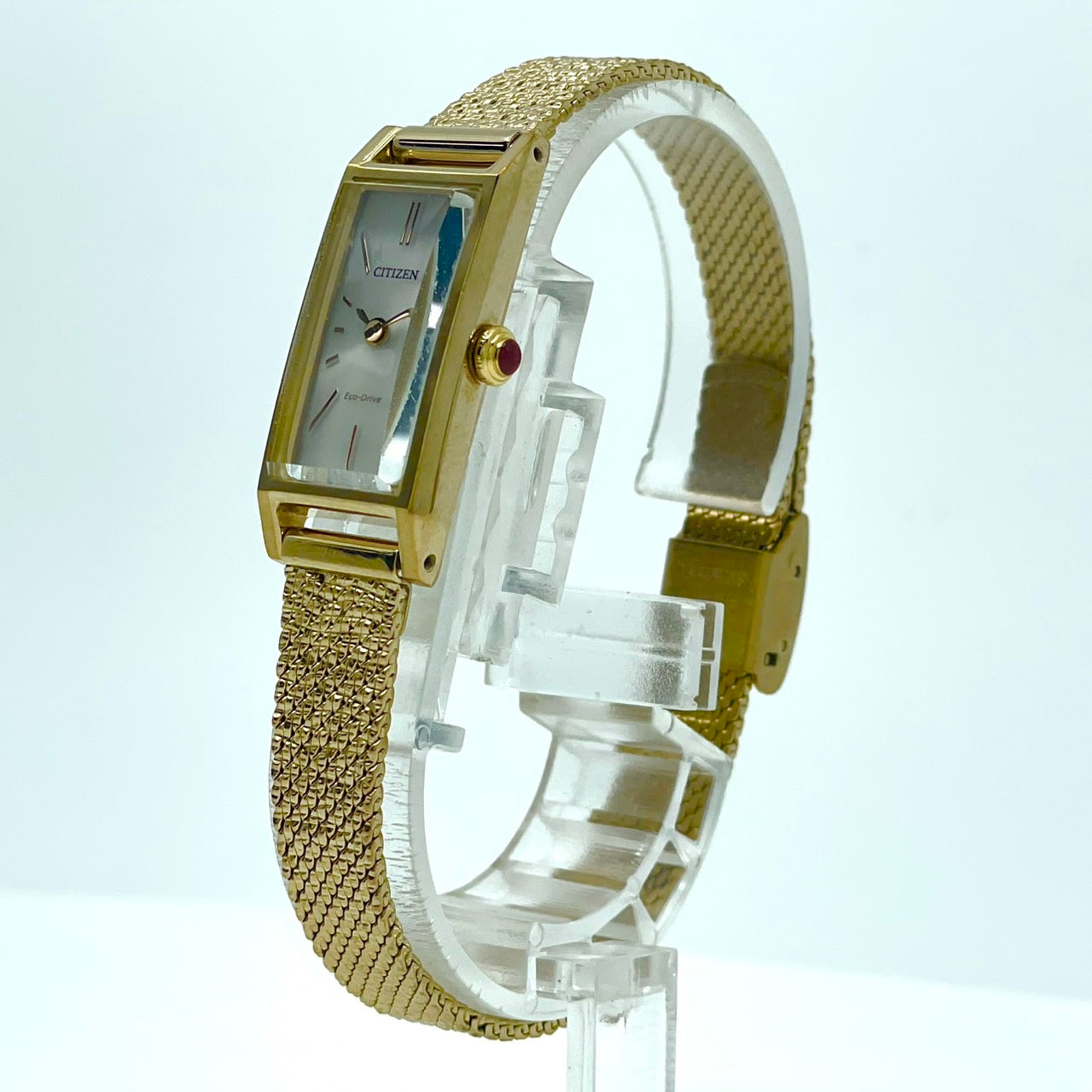 【稼働品】 citizen シチズン Kii: キー 腕時計 EG7043-50W レディース エコドライブ ソーラー ゴールド レクタンギュラー スクエア メッシュベルト クラシック アンティーク ドレスウォッチ ビジネス フェミニン クリーニング済 G6