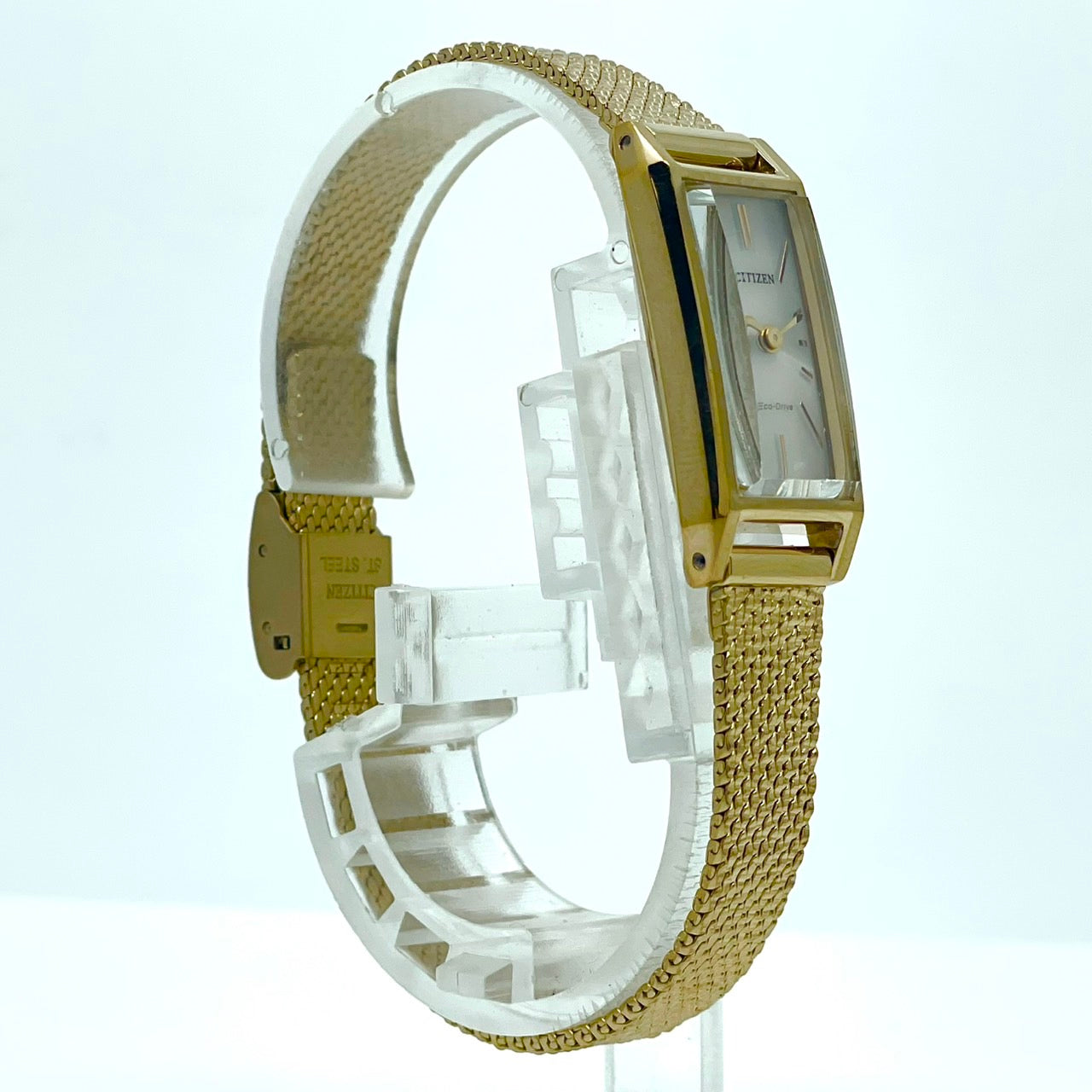 【稼働品】 citizen シチズン Kii: キー 腕時計 EG7043-50W レディース エコドライブ ソーラー ゴールド レクタンギュラー スクエア メッシュベルト クラシック アンティーク ドレスウォッチ ビジネス フェミニン クリーニング済 G6