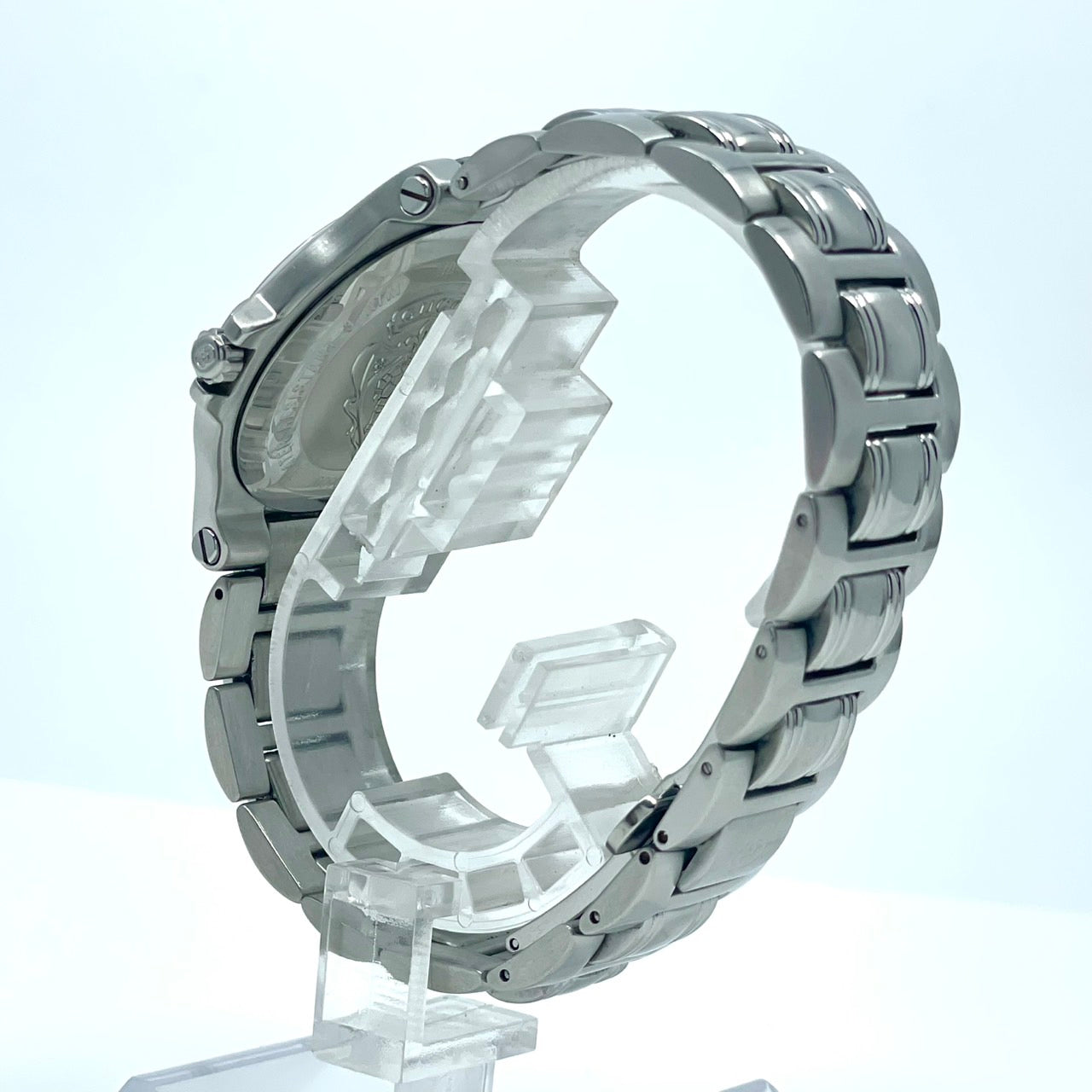 【電池交換済/稼働品】GUCCI グッチ 9040M メンズ 腕時計 シルバー ブラック文字盤 デイト表示 ラウンド Gロゴベゼル クオーツ アナログ スイス製 エレガント クラシック ビジネス ドレスウォッチ クリーニング済 G6 ヴィンテージ