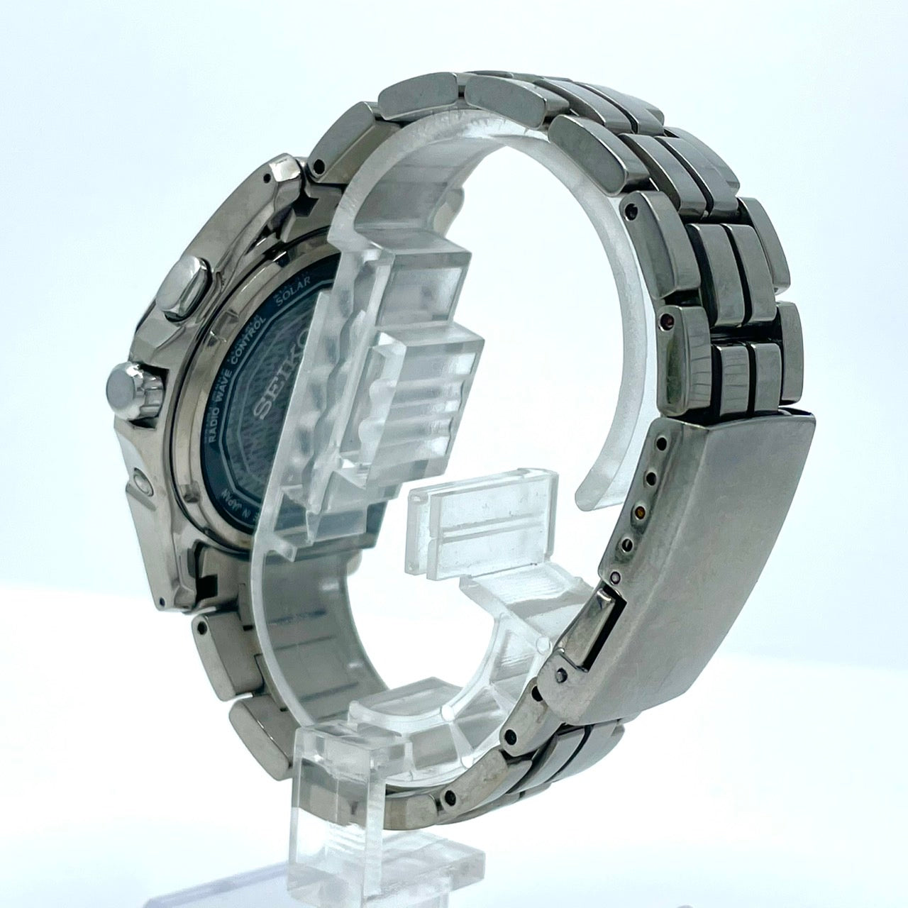 【稼働品】SEIKO BRIGHTZ セイコー ブライツ メンズ 腕時計 7B22-0AC0 電波ソーラー チタン ネイビー文字盤 シルバー 軽量 多機能 デイト ビジネス スタイリッシュ アナログ パーペチュアルカレンダー ワールドタイム 10気圧防水 G6