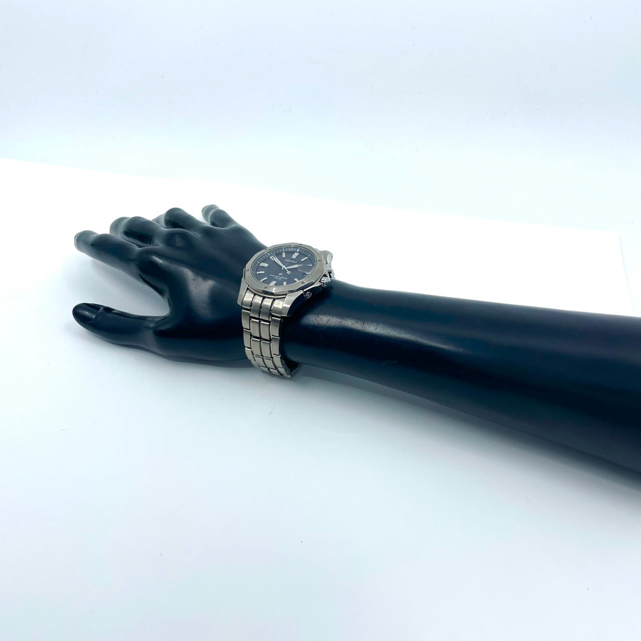 【稼働品】SEIKO BRIGHTZ セイコー ブライツ メンズ 腕時計 7B22-0AC0 電波ソーラー チタン ネイビー文字盤 シルバー 軽量 多機能 デイト ビジネス スタイリッシュ アナログ パーペチュアルカレンダー ワールドタイム 10気圧防水 G6