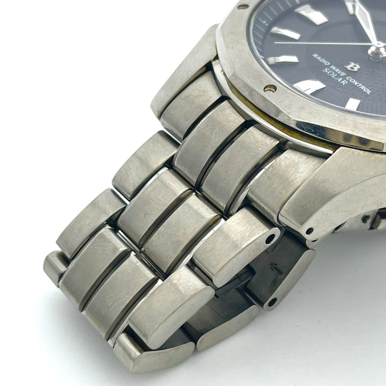 【稼働品】SEIKO BRIGHTZ セイコー ブライツ メンズ 腕時計 7B22-0AC0 電波ソーラー チタン ネイビー文字盤 シルバー 軽量 多機能 デイト ビジネス スタイリッシュ アナログ パーペチュアルカレンダー ワールドタイム 10気圧防水 G6