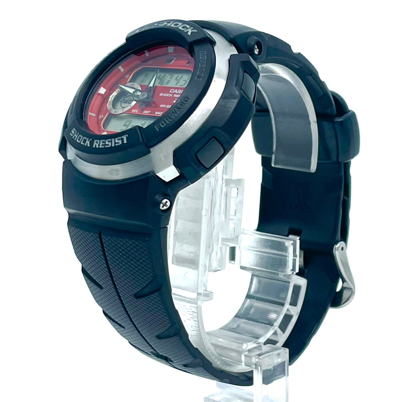 【電池交換済／稼働品】CASIO G-SHOCK G-300 カシオ Gショック メンズ 腕時計 アナデジ レッド ブラック 耐衝撃構造 20気圧防水 多機能 ワールドタイム ストップウォッチ アラーム スポーティ カジュアル クリーニング済 G6