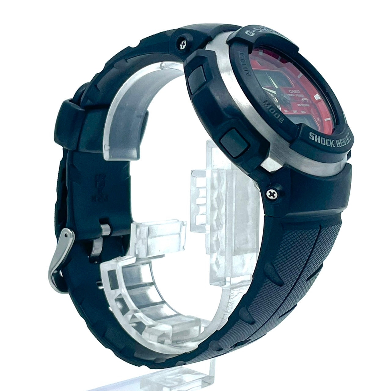 【電池交換済／稼働品】CASIO G-SHOCK G-300 カシオ Gショック メンズ 腕時計 アナデジ レッド ブラック 耐衝撃構造 20気圧防水 多機能 ワールドタイム ストップウォッチ アラーム スポーティ カジュアル クリーニング済 G6