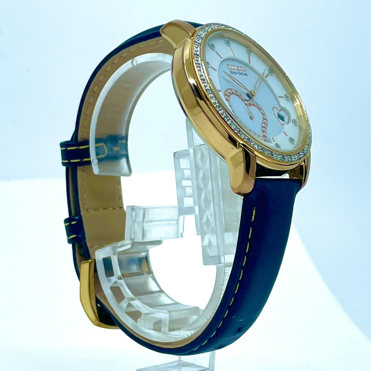 【動作確認済】シチズン CITIZEN エコドライブ レディース 腕時計 B690-S080410 ソーラー クリスタルベゼル ハートモチーフ ゴールド ネイビー エレガント ゴージャス クラシック ウォッチ G6