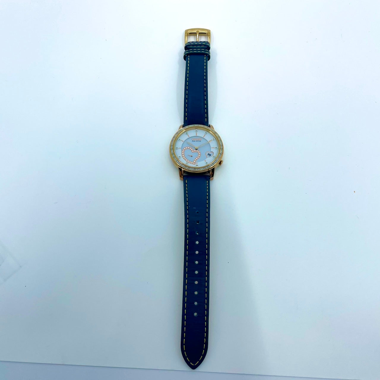 【動作確認済】シチズン CITIZEN エコドライブ レディース 腕時計 B690-S080410 ソーラー クリスタルベゼル ハートモチーフ ゴールド ネイビー エレガント ゴージャス クラシック ウォッチ G6