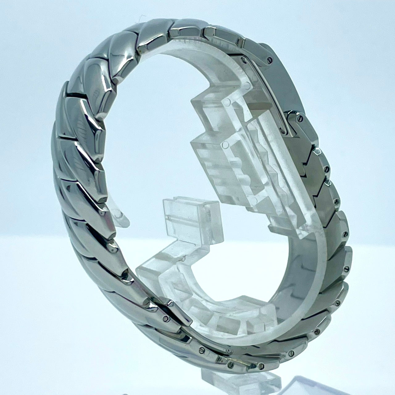 【稼働/美品】クリスチャンディオール 腕時計 D72-100 レディースウォッチ スクエア シルバー アイスブルー文字盤 クォーツ ブレスレットウォッチ エレガント ドレスウォッチ クラシック スイス製 高級ブランドウォッチ クリーニング済 G6