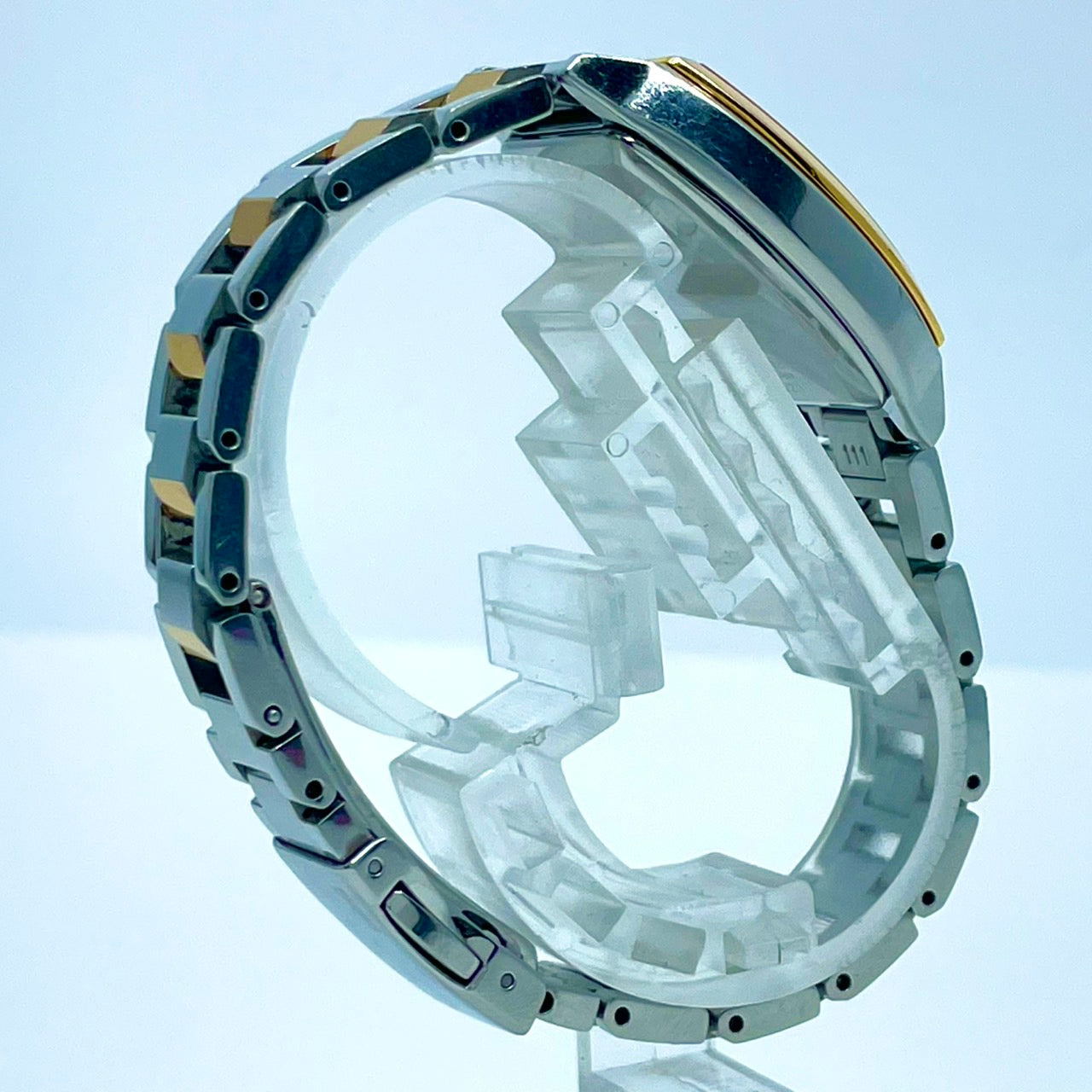 【稼働/美品】セイコー ルキア 3B51-0AE0 レディース 腕時計 ソーラー電波 トノー型 ピンク文字盤 シルバー ゴールド コンビ ステンレス エレガント クラシック ビジネス オフィス ファッションウォッチ クリーニング済 G6