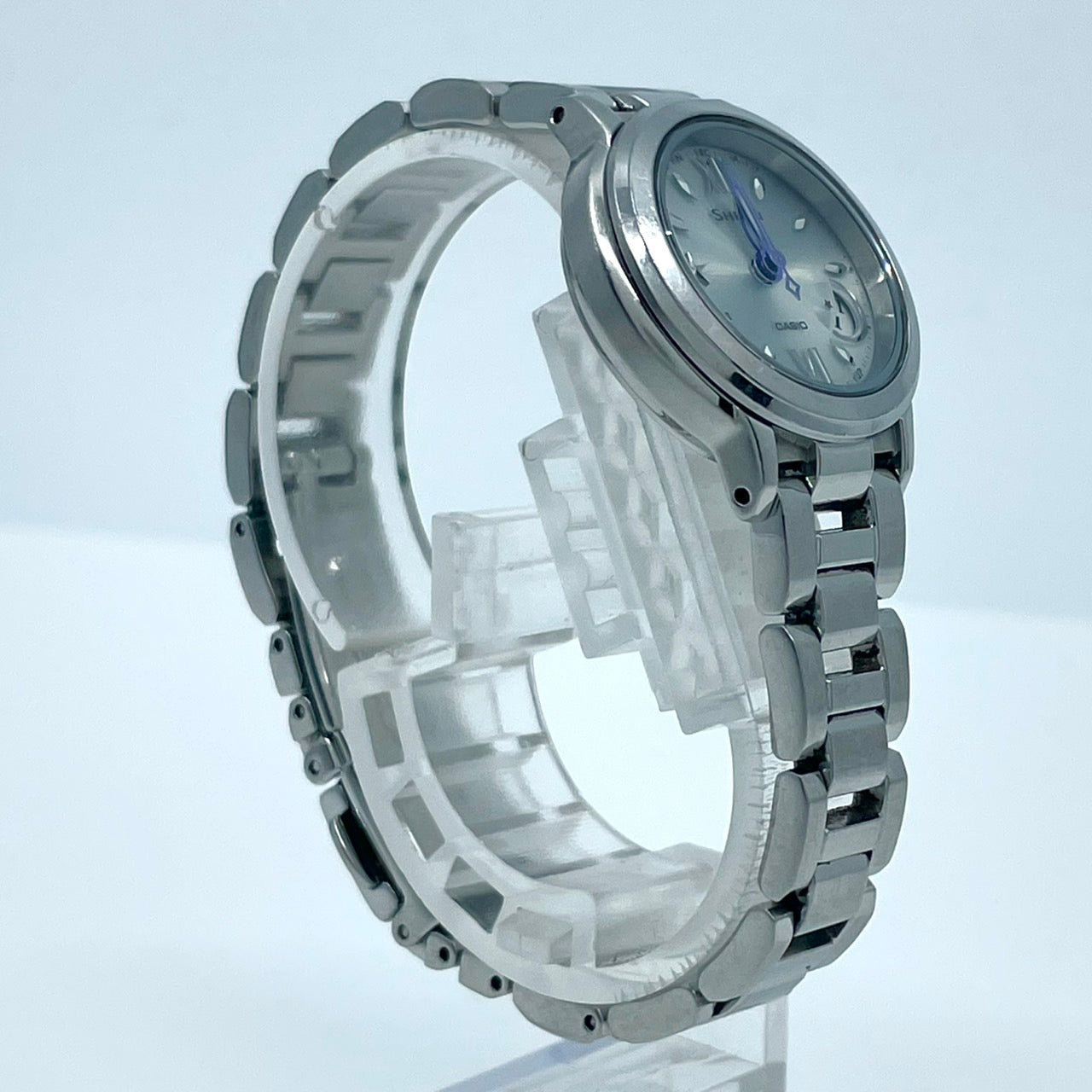 【稼働/美品】カシオ シーン 腕時計 SHW-1500 レディース ソーラー電波 シルバー ブルー針 デイト表示 星モチーフ ラウンド エレガント クラシック ビジネス オフィス ファッションウォッチ クリーニング済 G6