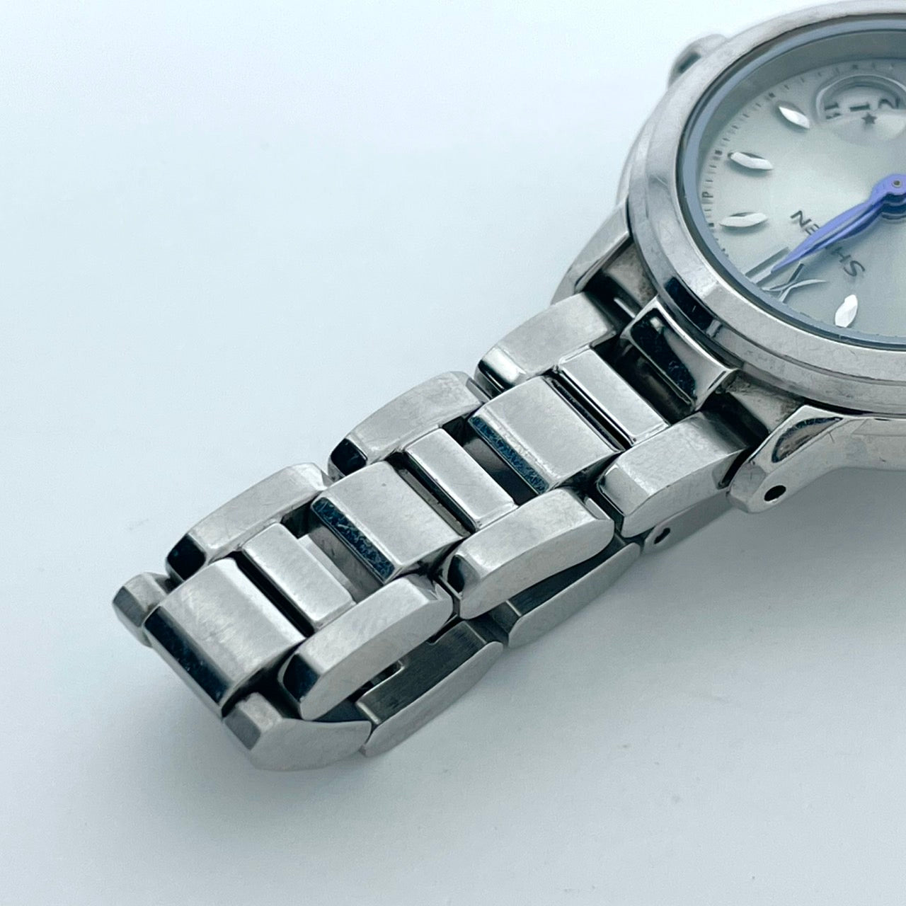 【稼働/美品】カシオ シーン 腕時計 SHW-1500 レディース ソーラー電波 シルバー ブルー針 デイト表示 星モチーフ ラウンド エレガント クラシック ビジネス オフィス ファッションウォッチ クリーニング済 G6