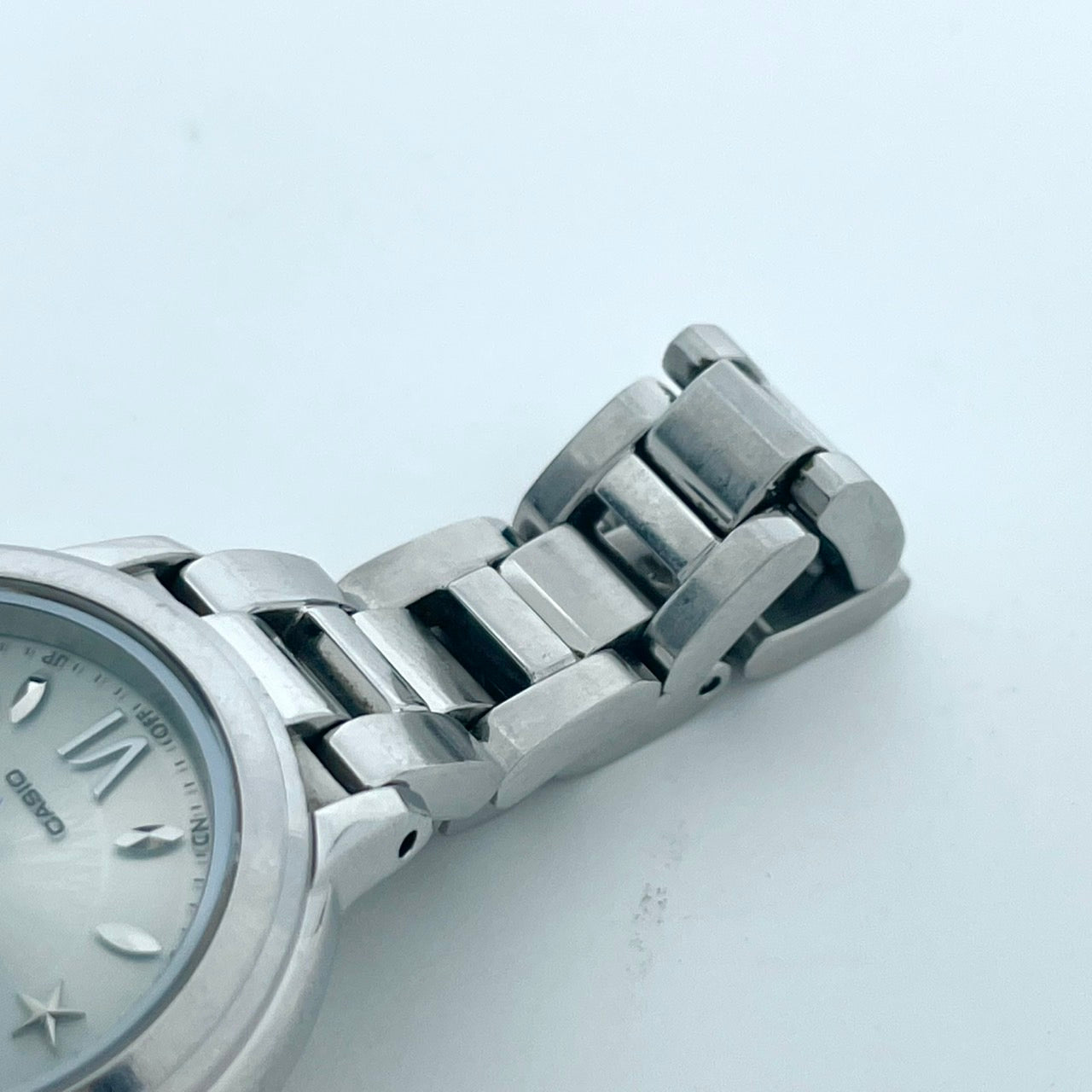 【稼働/美品】カシオ シーン 腕時計 SHW-1500 レディース ソーラー電波 シルバー ブルー針 デイト表示 星モチーフ ラウンド エレガント クラシック ビジネス オフィス ファッションウォッチ クリーニング済 G6