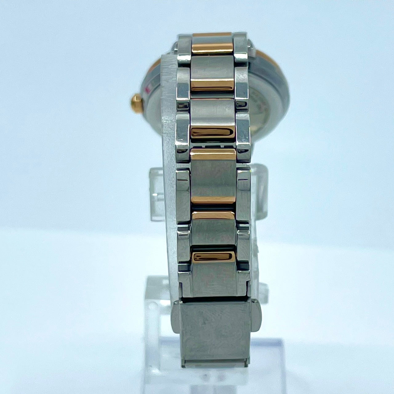 【稼働/美品】シチズン XC クロスシー 腕時計 H058-T016545 レディース エコドライブ ソーラー電波 ピンク文字盤 シルバー ゴールド コンビ デイト表示 ラウンド ローマ数字 エレガント ドレスウォッチ ビジネス クリーニング済 G6