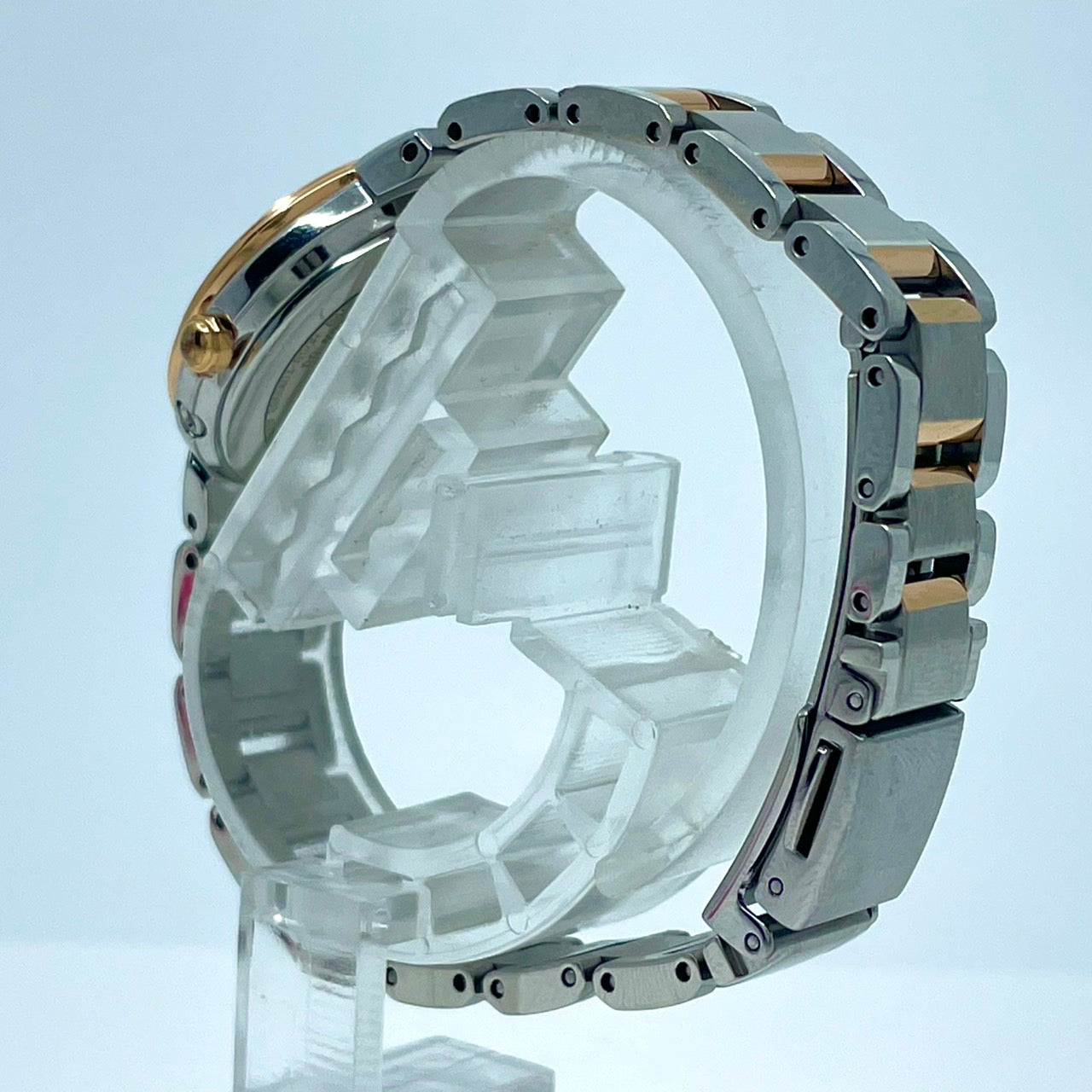 【稼働/美品】シチズン XC クロスシー 腕時計 H058-T016545 レディース エコドライブ ソーラー電波 ピンク文字盤 シルバー ゴールド コンビ デイト表示 ラウンド ローマ数字 エレガント ドレスウォッチ ビジネス クリーニング済 G6