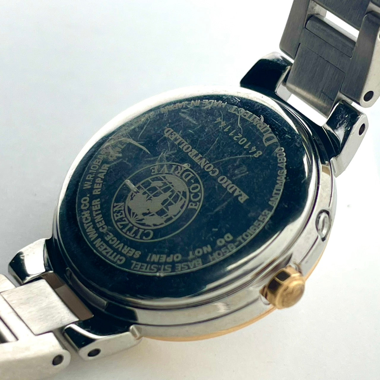 【稼働/美品】シチズン XC クロスシー 腕時計 H058-T016545 レディース エコドライブ ソーラー電波 ピンク文字盤 シルバー ゴールド コンビ デイト表示 ラウンド ローマ数字 エレガント ドレスウォッチ ビジネス クリーニング済 G6