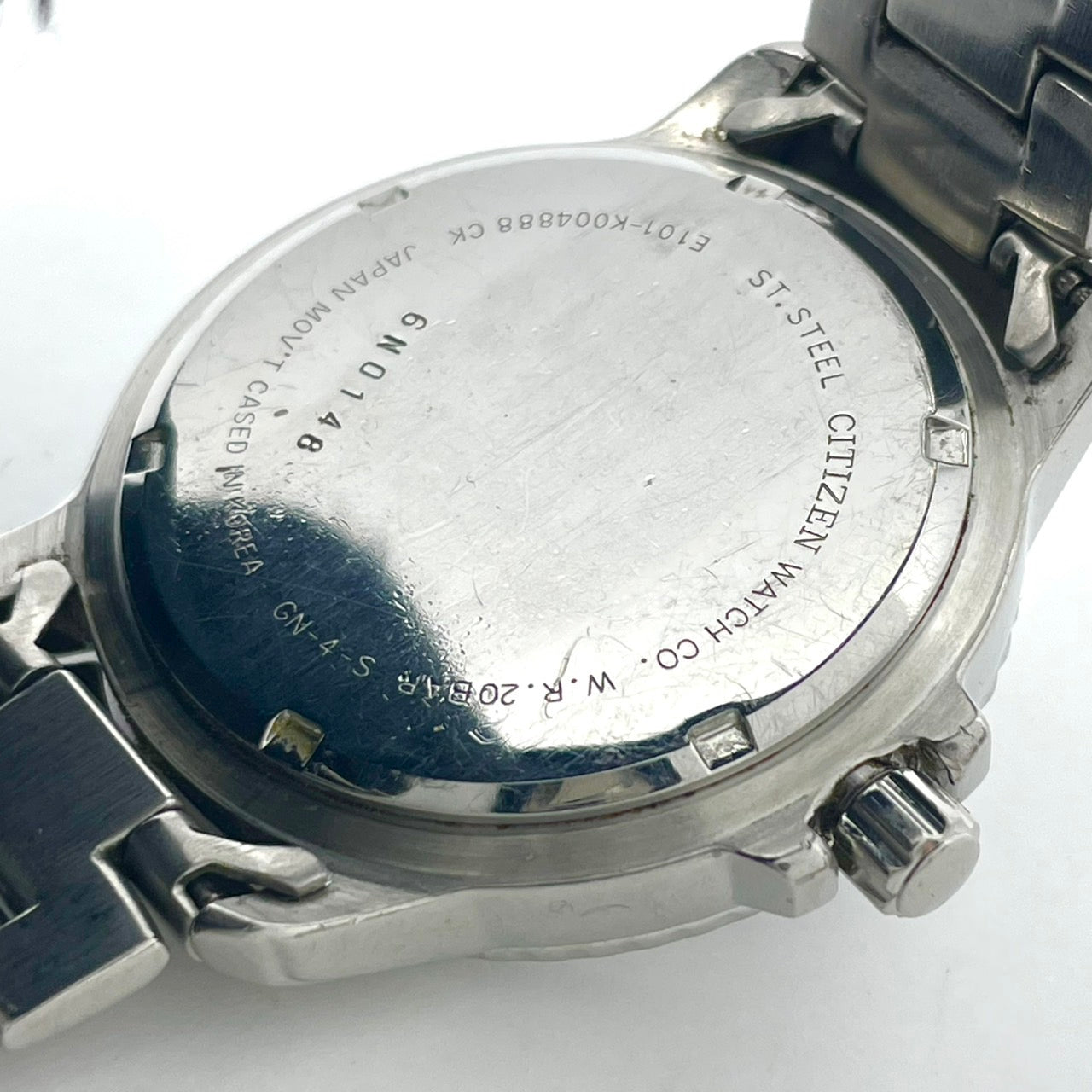 【稼働/美品】シチズン エコドライブ 腕時計 E101-K004888 メンズ ブラック文字盤 ソーラー デイデイト 20気圧防水 アナログ ラウンド シルバー ステンレス ビジネス カジュアル スポーティー アウトドアウォッチ クリーニング済 G6