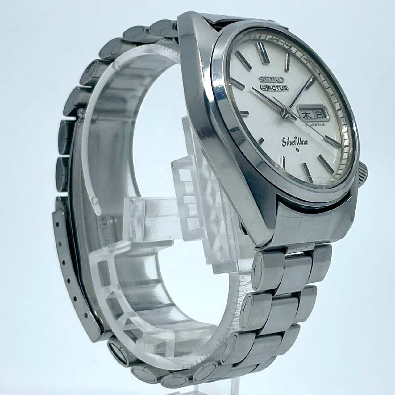 【稼働品／ビンテージ】セイコー 5アクタス シルバーウェーブ 6306-8000 腕時計 メンズ 自動巻き 21石 デイデイト 漢字曜日 シルバー文字盤 ラウンド アンティーク クラシック レトロ 希少モデル クリーニング済 G6