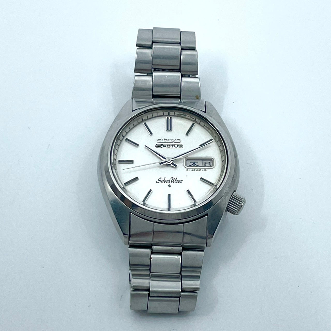 【稼働品／ビンテージ】セイコー 5アクタス シルバーウェーブ 6306-8000 腕時計 メンズ 自動巻き 21石 デイデイト 漢字曜日 シルバー文字盤 ラウンド アンティーク クラシック レトロ 希少モデル クリーニング済 G6
