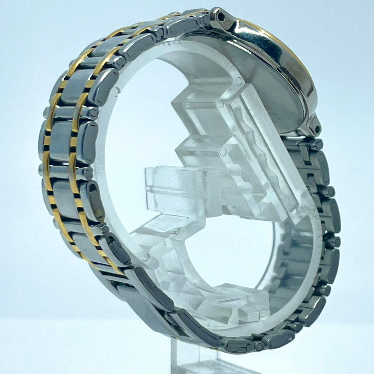 【稼働/美品】セイコー 腕時計 V182-0020 ソーラー レディースウォッチ シルバー ゴールド コンビ シェル文字盤 デイト表示 ローマ数字 ラウンド エレガント クラシック ドレスウォッチ ビジネス クリーニング済 G6