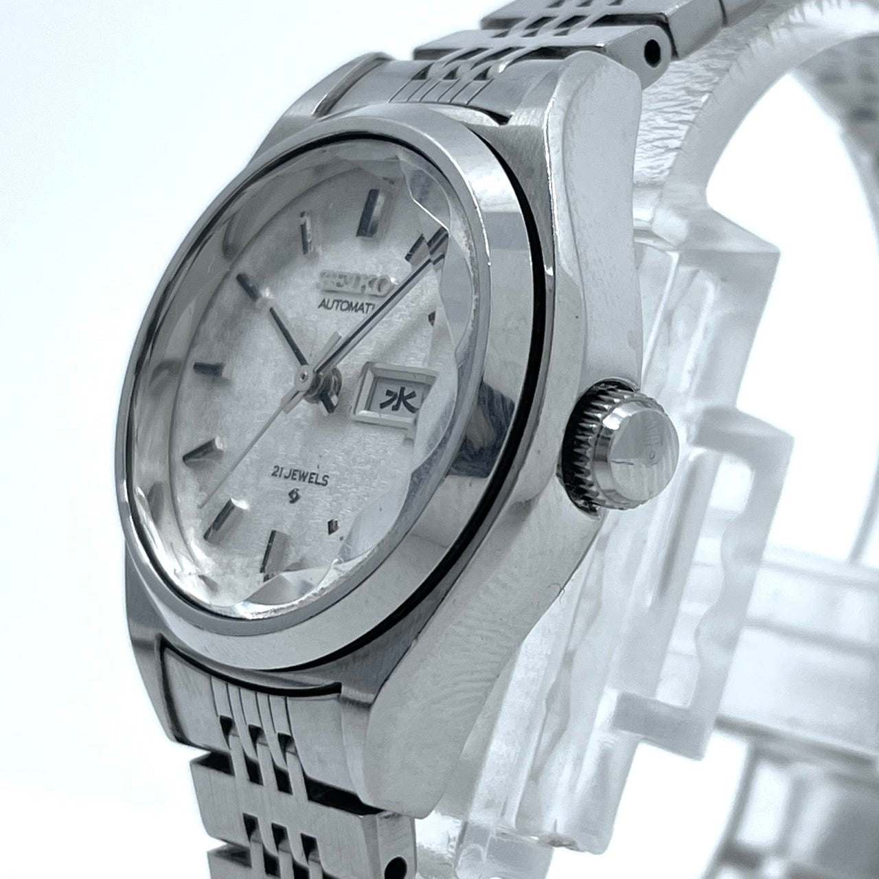 【稼働品】seiko セイコー 腕時計 2906-0110 レディース 自動巻き 21石 デイデイト 漢字曜日 シルバー文字盤 ラウンド アンティーク クラシック レトロ 希少モデル クリーニング済 G6