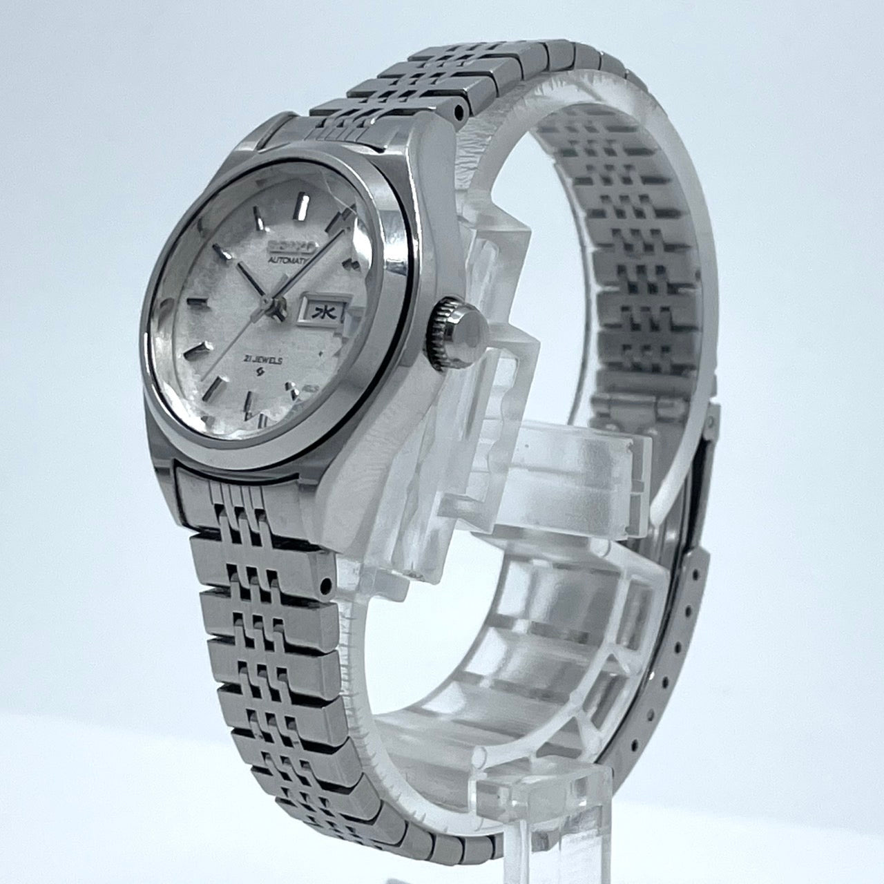 【稼働品】seiko セイコー 腕時計 2906-0110 レディース 自動巻き 21石 デイデイト 漢字曜日 シルバー文字盤 ラウンド アンティーク クラシック レトロ 希少モデル クリーニング済 G6