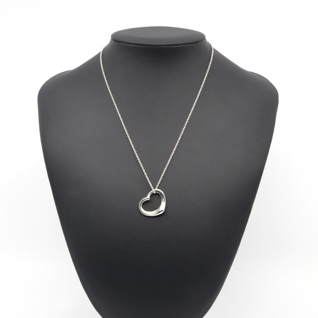 美品 TIFFANY&Co. ティファニー オープンハート ネックレス シルバー SV925 エルサ・ペレッティ ペンダント アクセサリー ジュエリー ヴィンテージ レディース I3