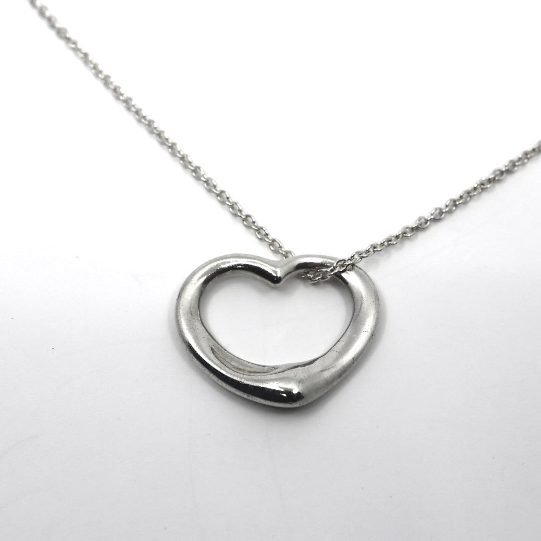 美品 TIFFANY&Co. ティファニー オープンハート ネックレス シルバー SV925 エルサ・ペレッティ ペンダント アクセサリー ジュエリー ヴィンテージ レディース I3