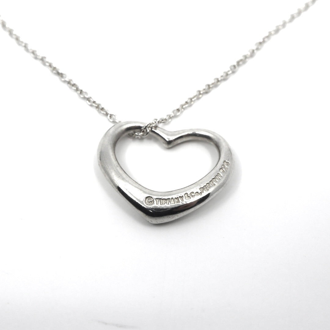 美品 TIFFANY&Co. ティファニー オープンハート ネックレス シルバー SV925 エルサ・ペレッティ ペンダント アクセサリー ジュエリー ヴィンテージ レディース I3
