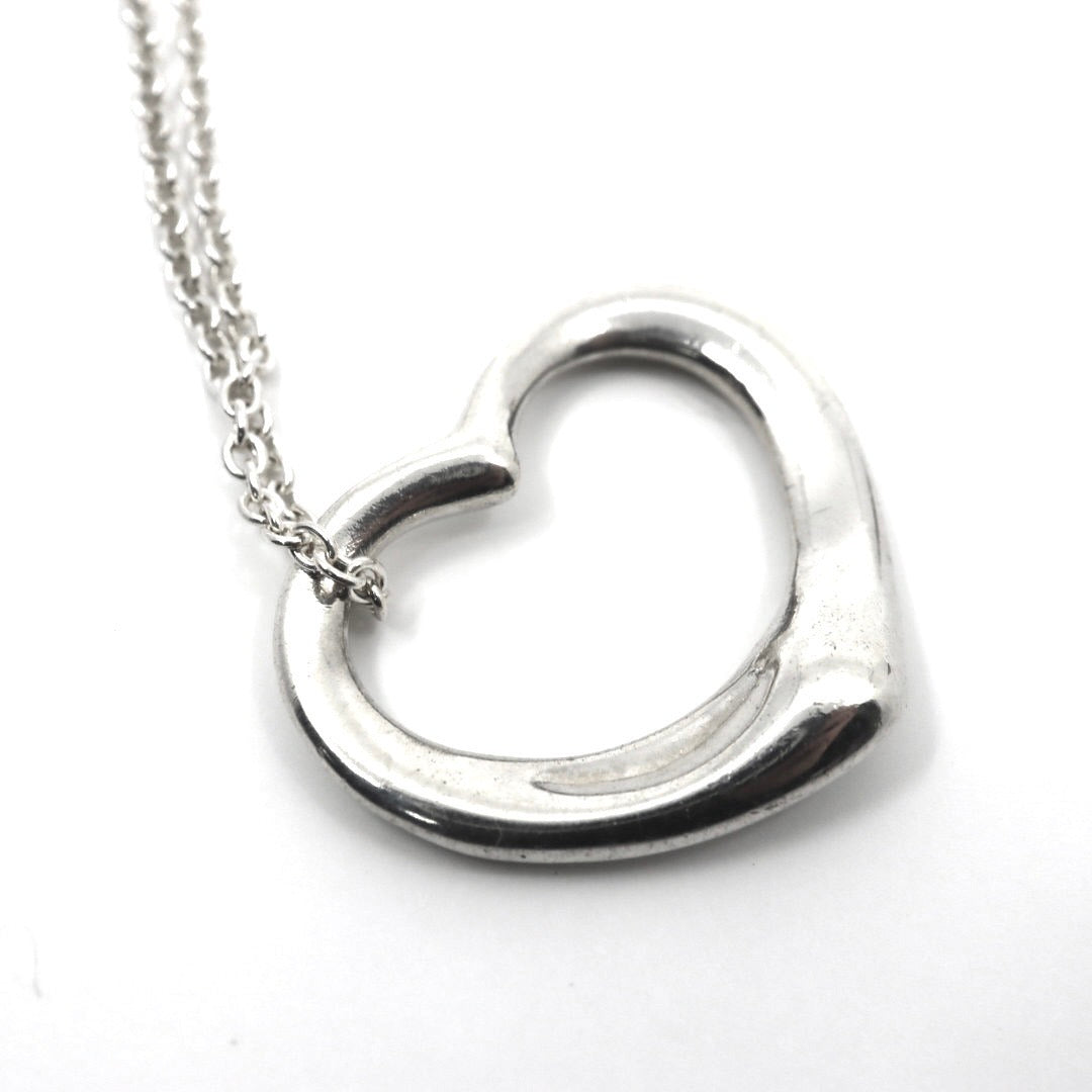 美品 TIFFANY&Co. ティファニー オープンハート ネックレス シルバー SV925 エルサ・ペレッティ ペンダント アクセサリー ジュエリー ヴィンテージ レディース I3