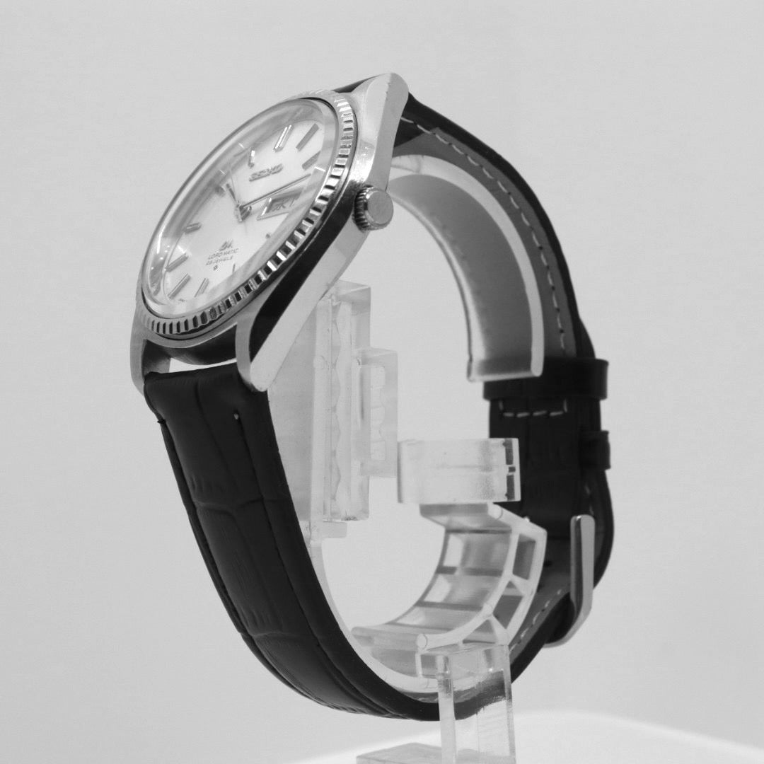 【稼働品/新品ベルト】 seiko セイコー ロードマチック 5606-7080 自動巻き 23石 腕時計 メンズ デイデイト 漢字曜日 シルバー文字盤 フル―テッドベゼル ビンテージ アンティーク クラシック ドレスウォッチ クリーニング済 G1